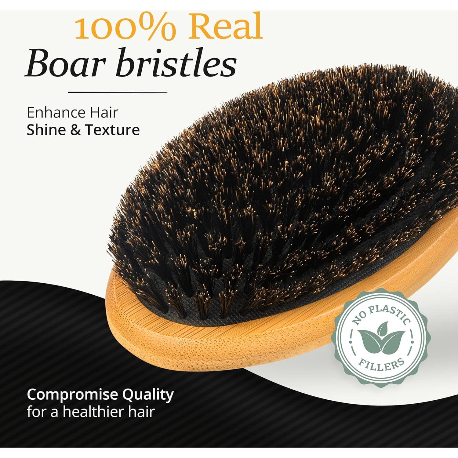 Juego de cepillos de cerdas de jabalí Belula para hombres - Incluye peine y bolsa