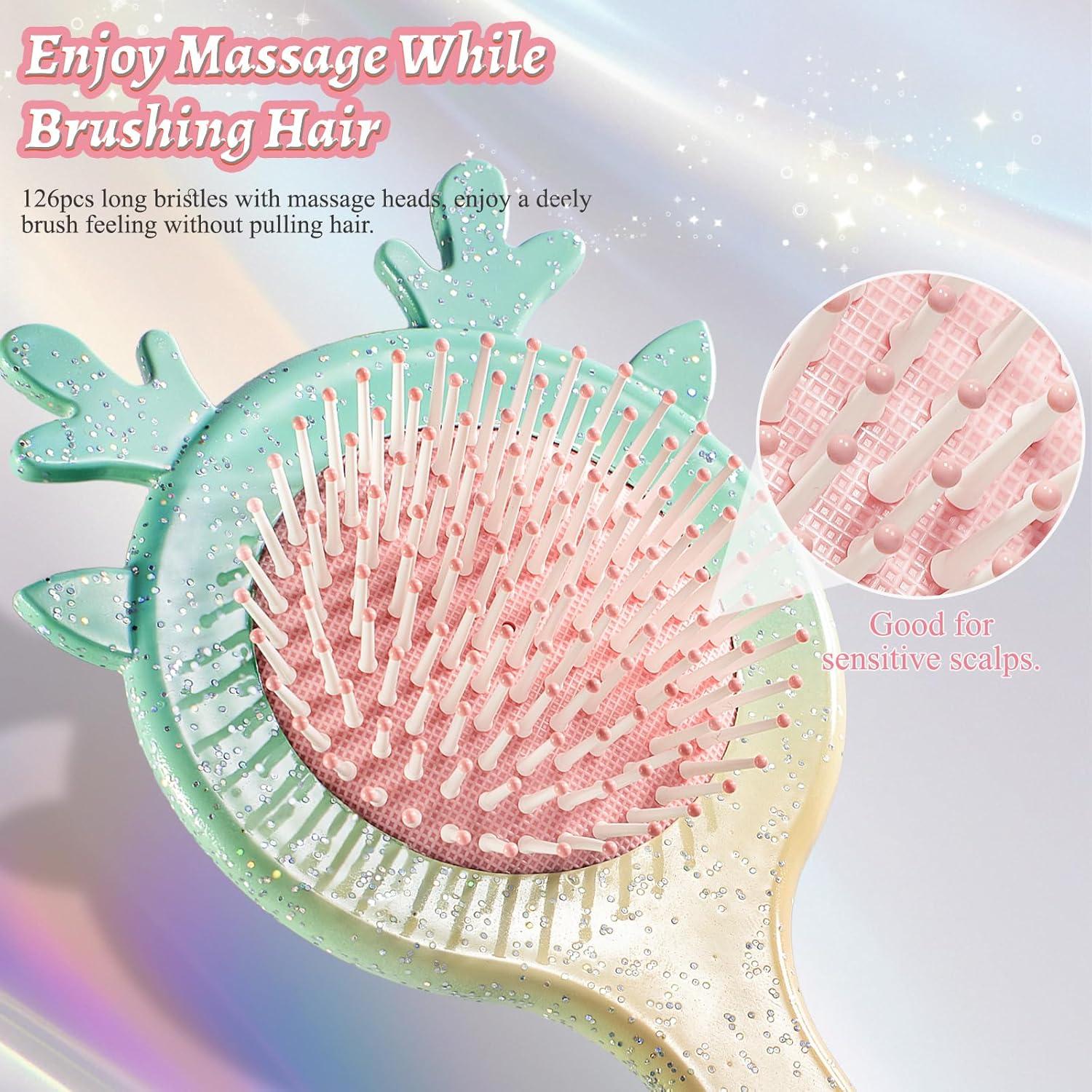 Juego de Cepillos Desenredantes Oumigiz para Niños - Verde/Rosa