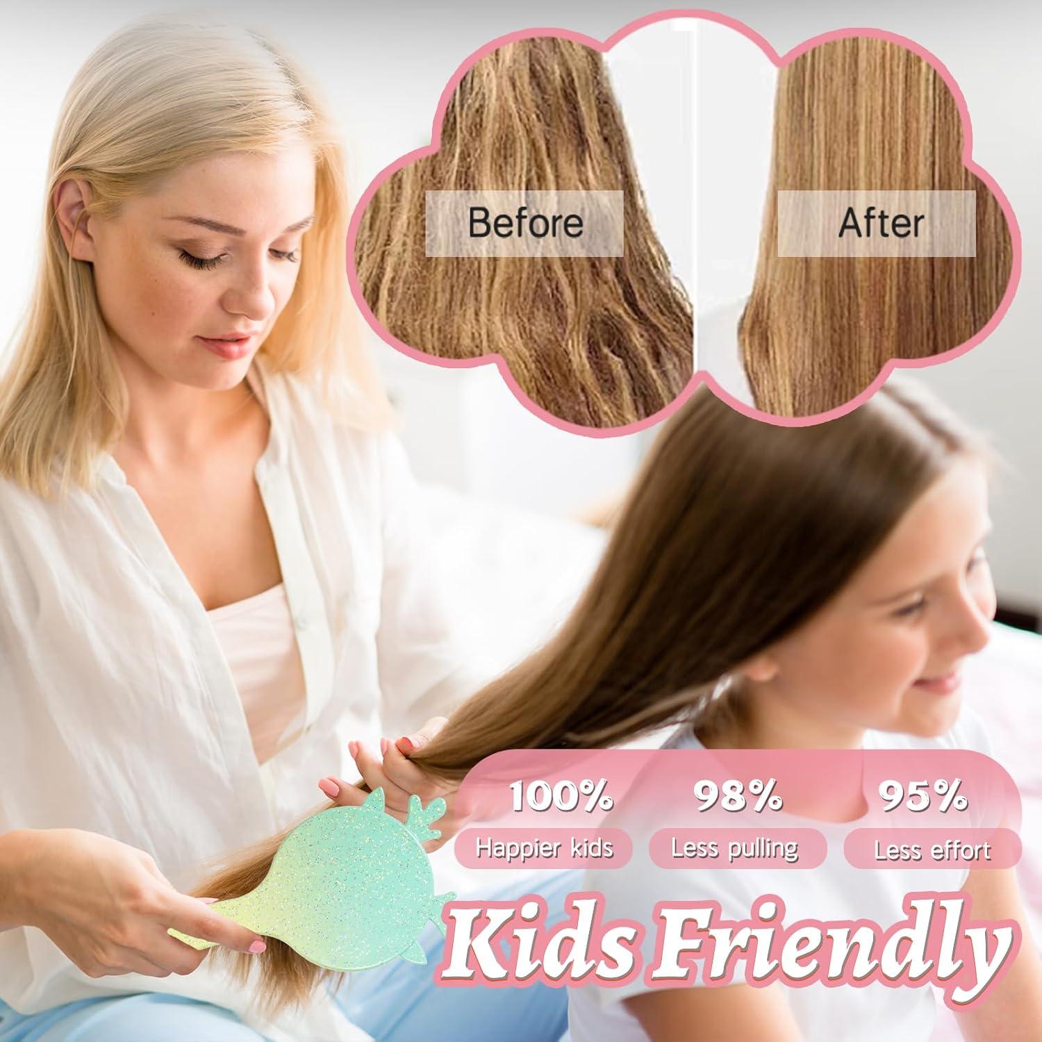 Juego de Cepillos Desenredantes Oumigiz para Niños - Verde/Rosa