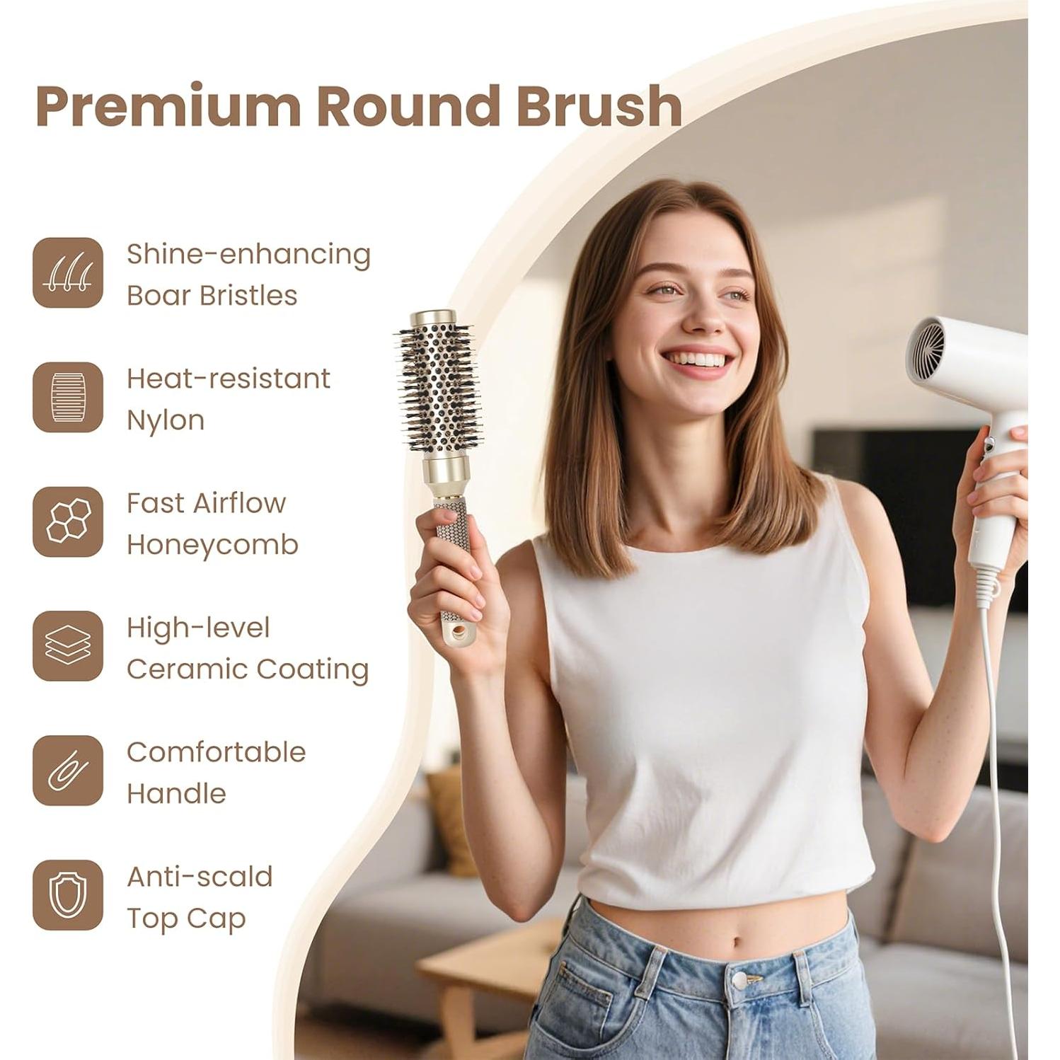 Cepillo Redondo AIMIKE 1.3" (3.05 cm) Cerámica Térmica Iónica