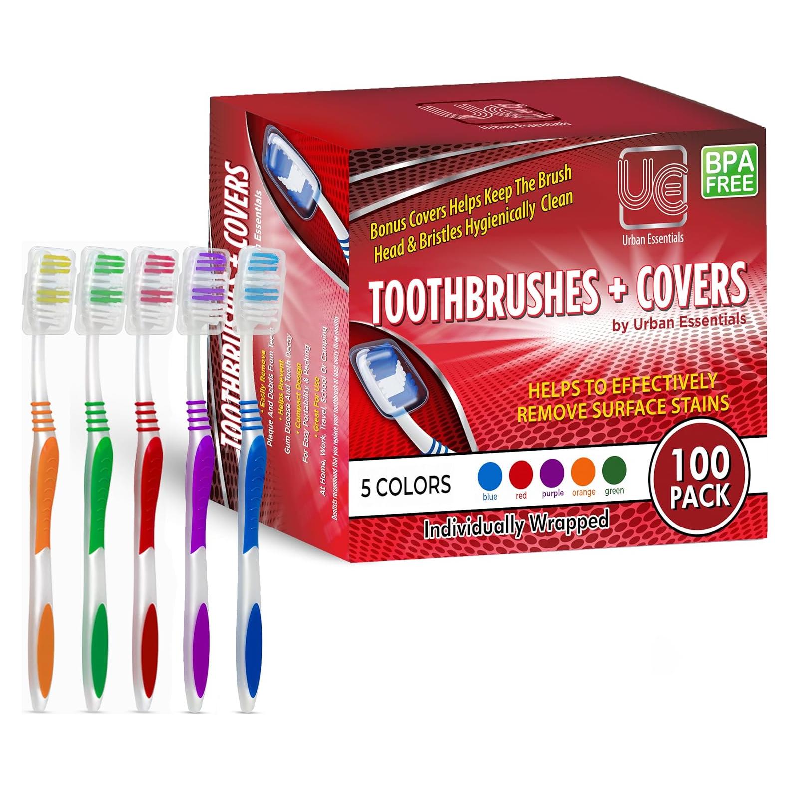 Paquete de 100 Cepillos de Dientes Urban Essentials Suaves