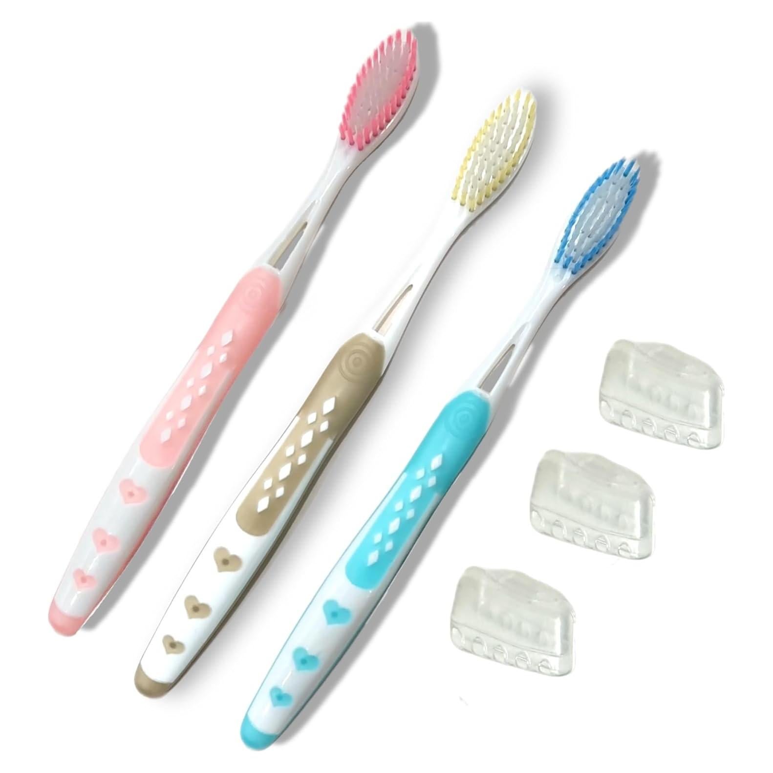 Cepillo de Dientes Suave ALAZCO 3 Piezas Ergonomico BPA Free