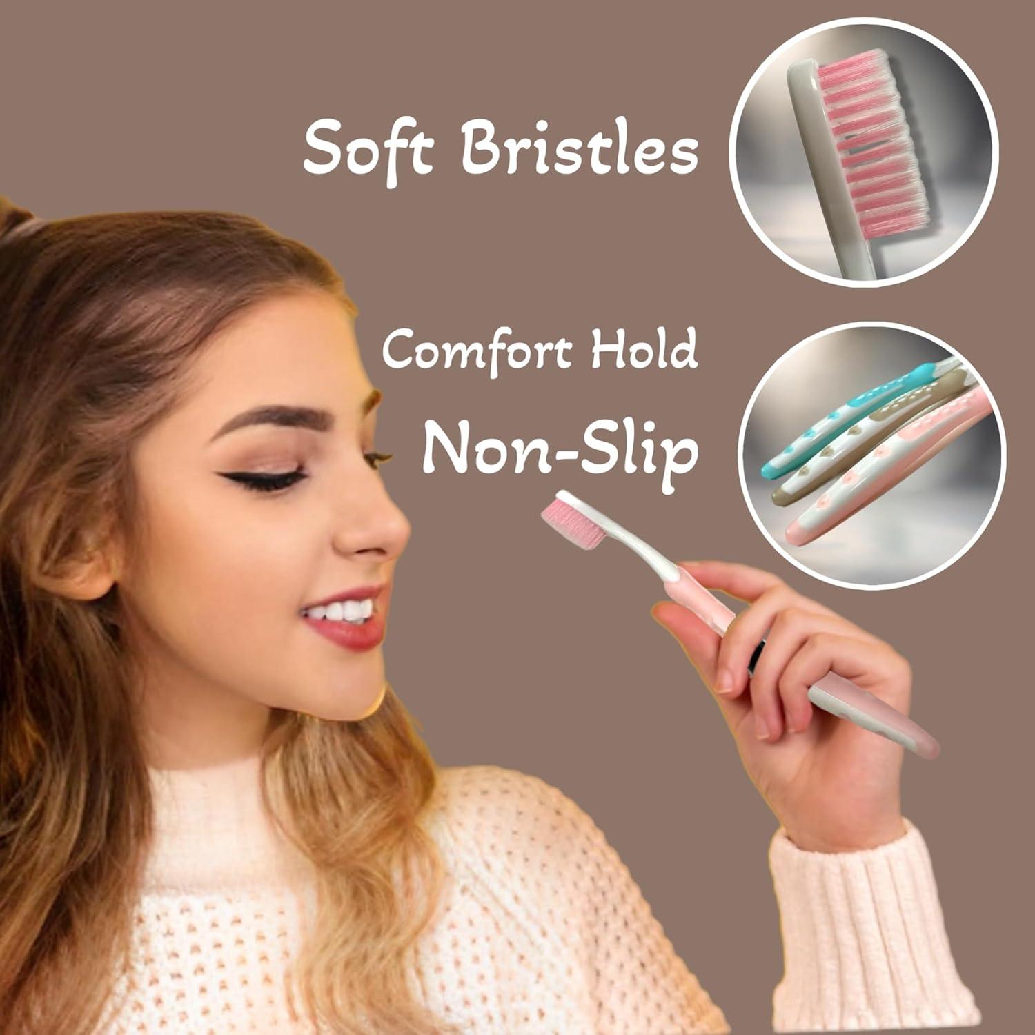 Cepillo de Dientes Suave ALAZCO 3 Piezas Ergonomico BPA Free