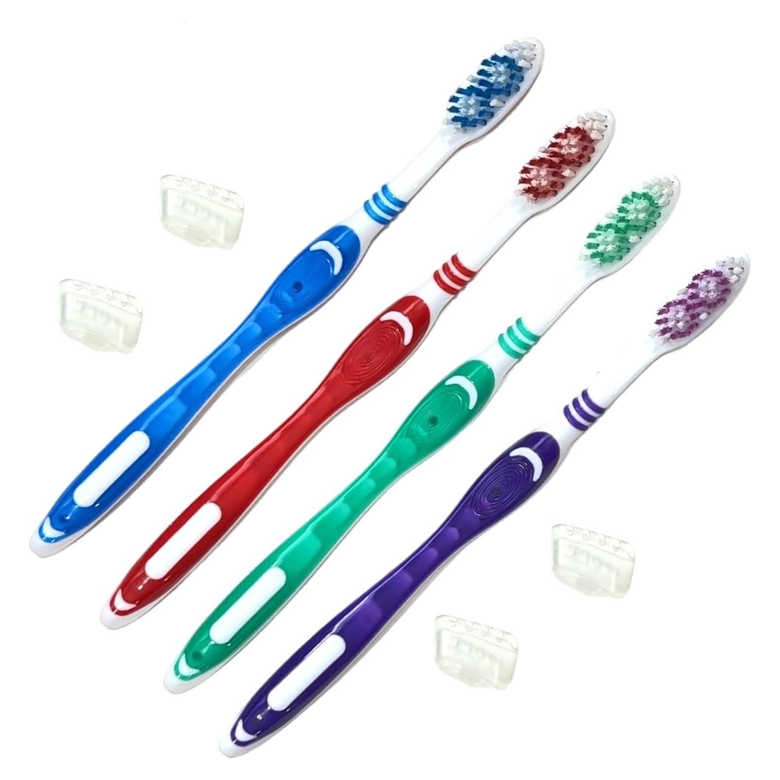 Cepillo de Dientes 4 Piezas ALAZCO con Cerdas Medianas y Tapas