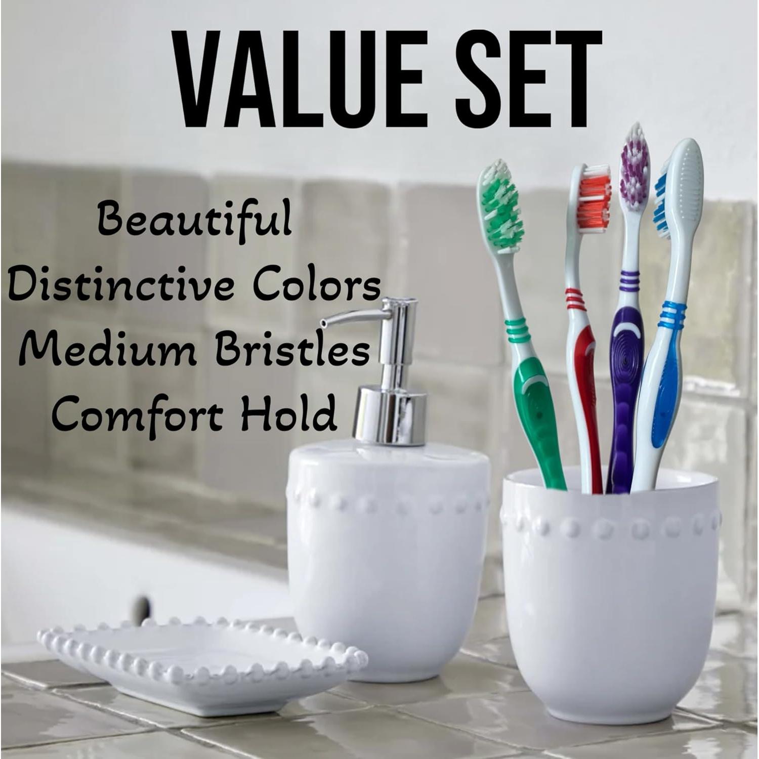 Cepillo de Dientes 4 Piezas ALAZCO con Cerdas Medianas y Tapas