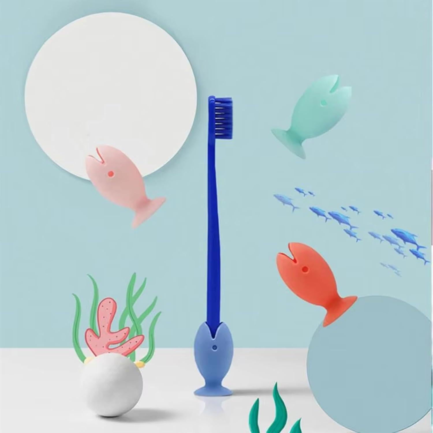 Soportes de cepillo de dientes silicona HeartYue pez 16 piezas