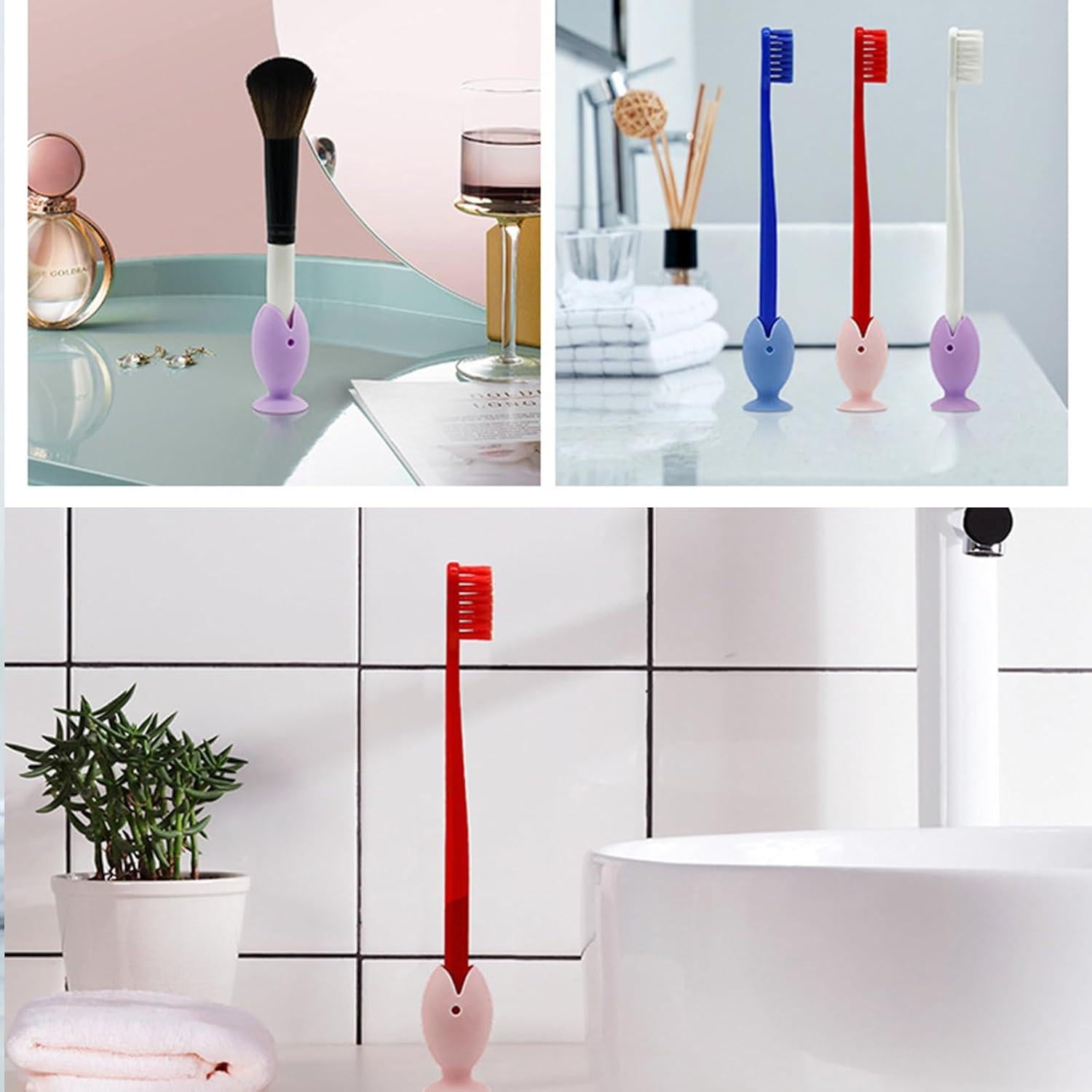 Soportes de cepillo de dientes silicona HeartYue pez 16 piezas