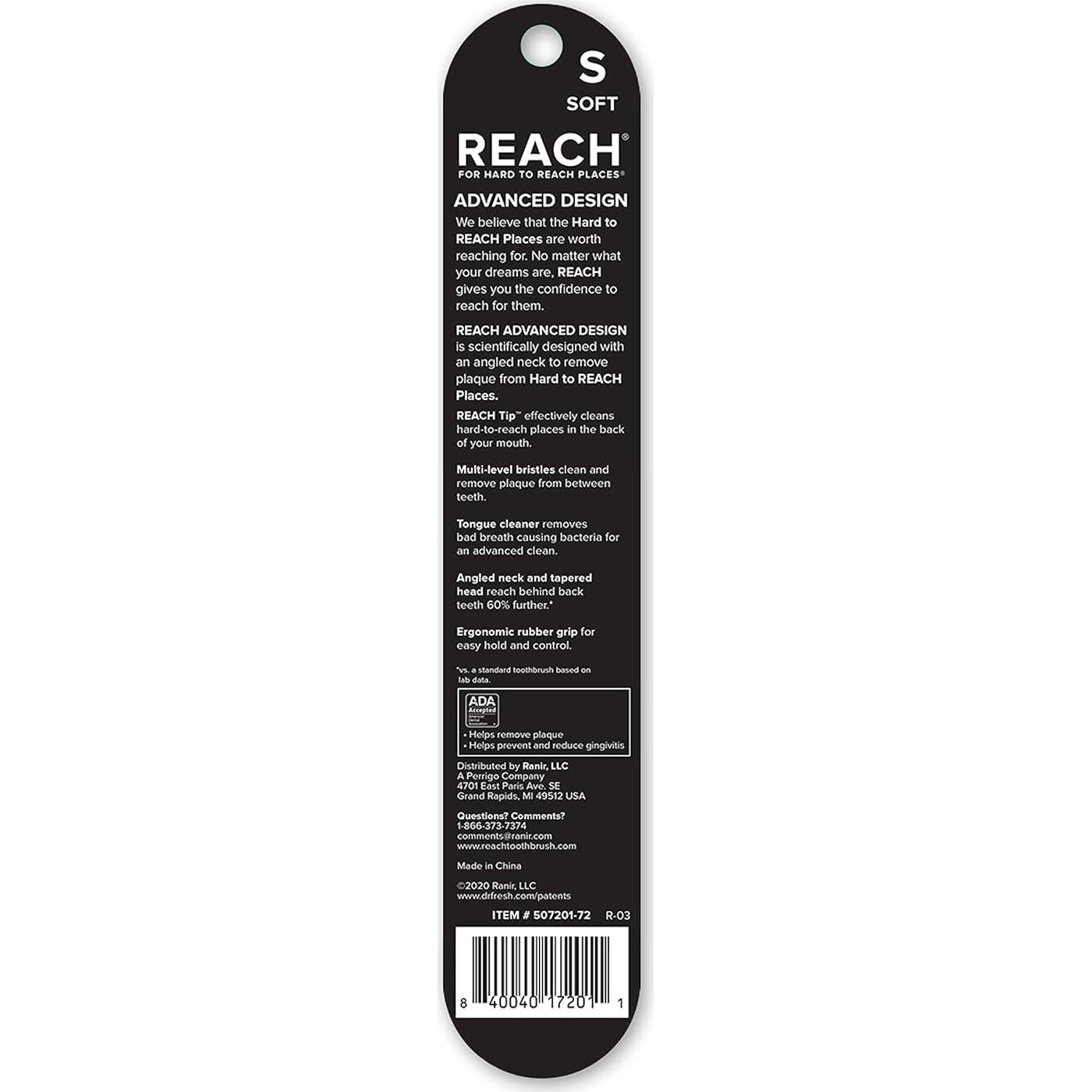 Cepillo de Dientes REACH Avanzado con Cerdas Suaves y Tapa