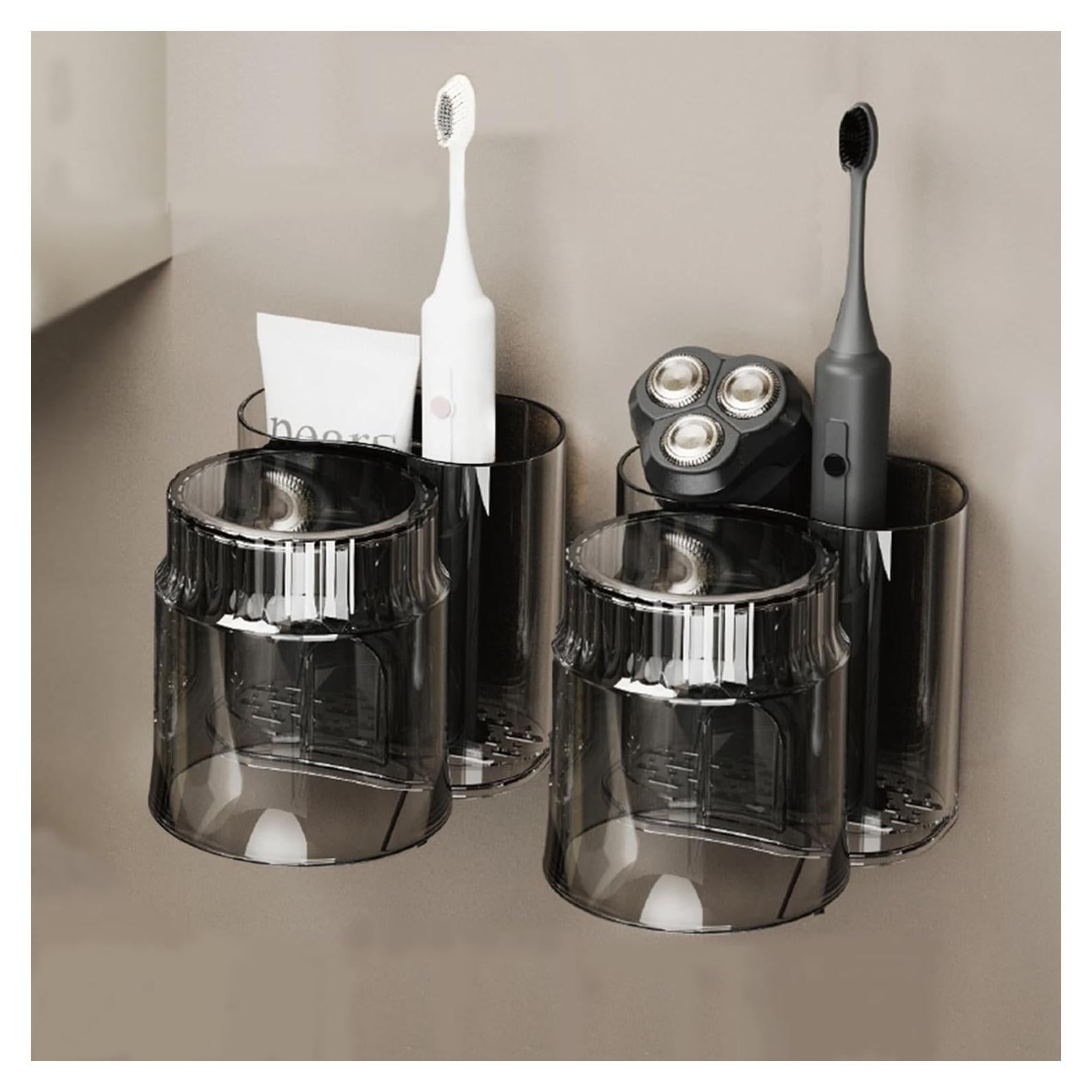 Soporte para Cepillos de Dientes THWRAI Negro 2 Pack Montaje en Pared
