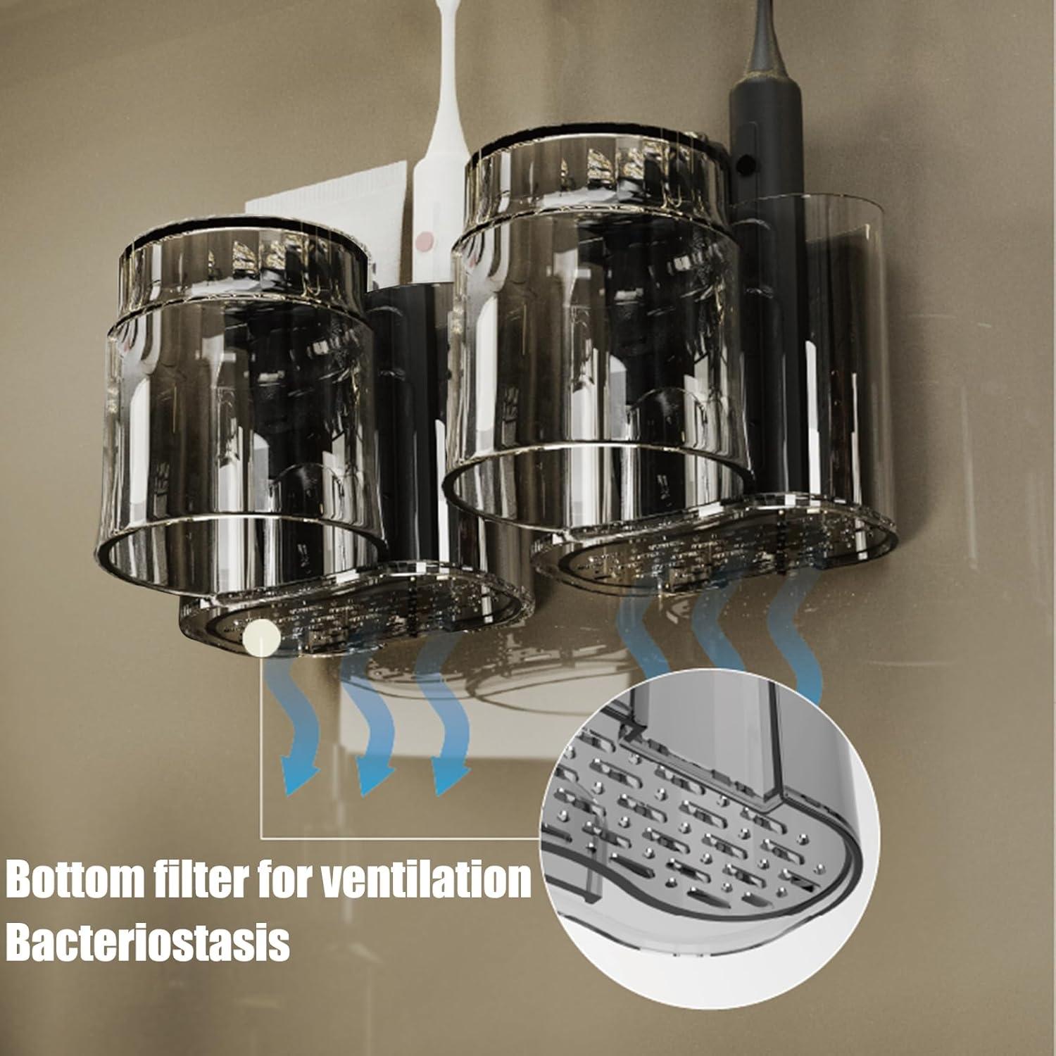 Soporte para Cepillos de Dientes THWRAI Negro 2 Pack Montaje en Pared