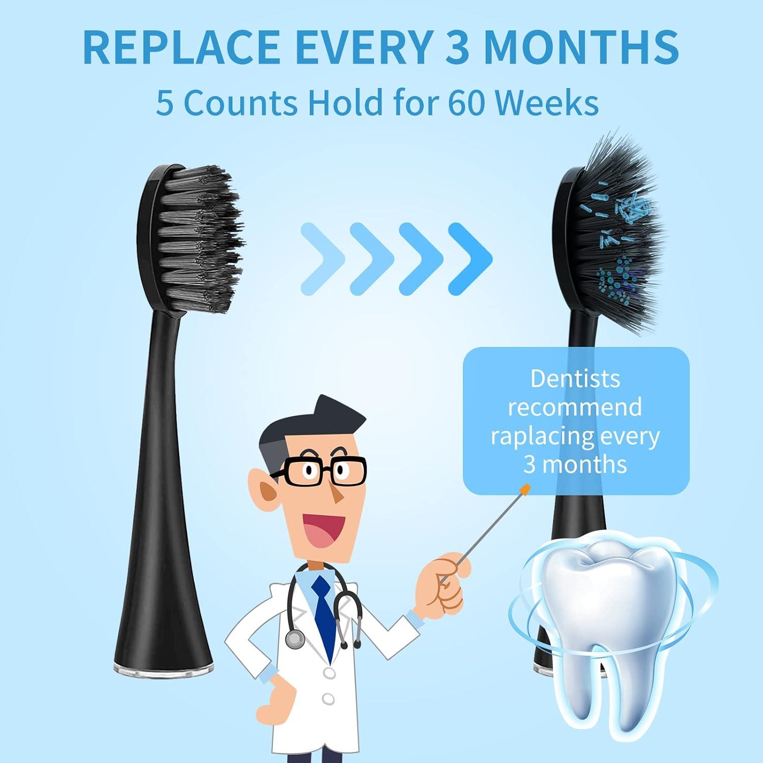 Cabezas de cepillo de repuesto BURST Negro - 5 unidades