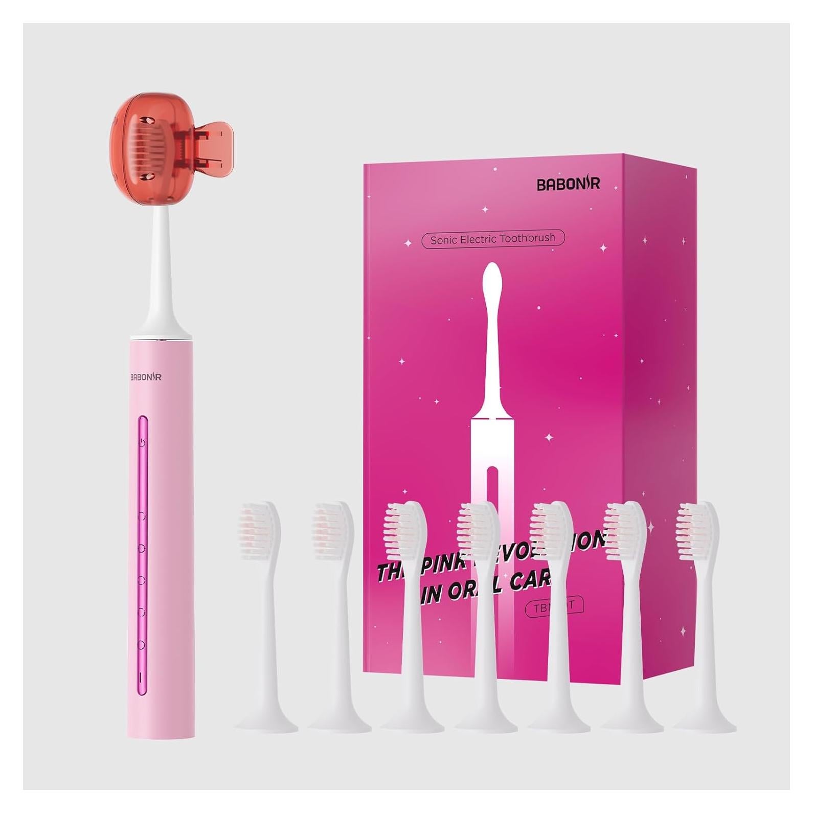 Cepillo de Dientes Eléctrico Sonic BABONIR TBM10T Rosa Claro