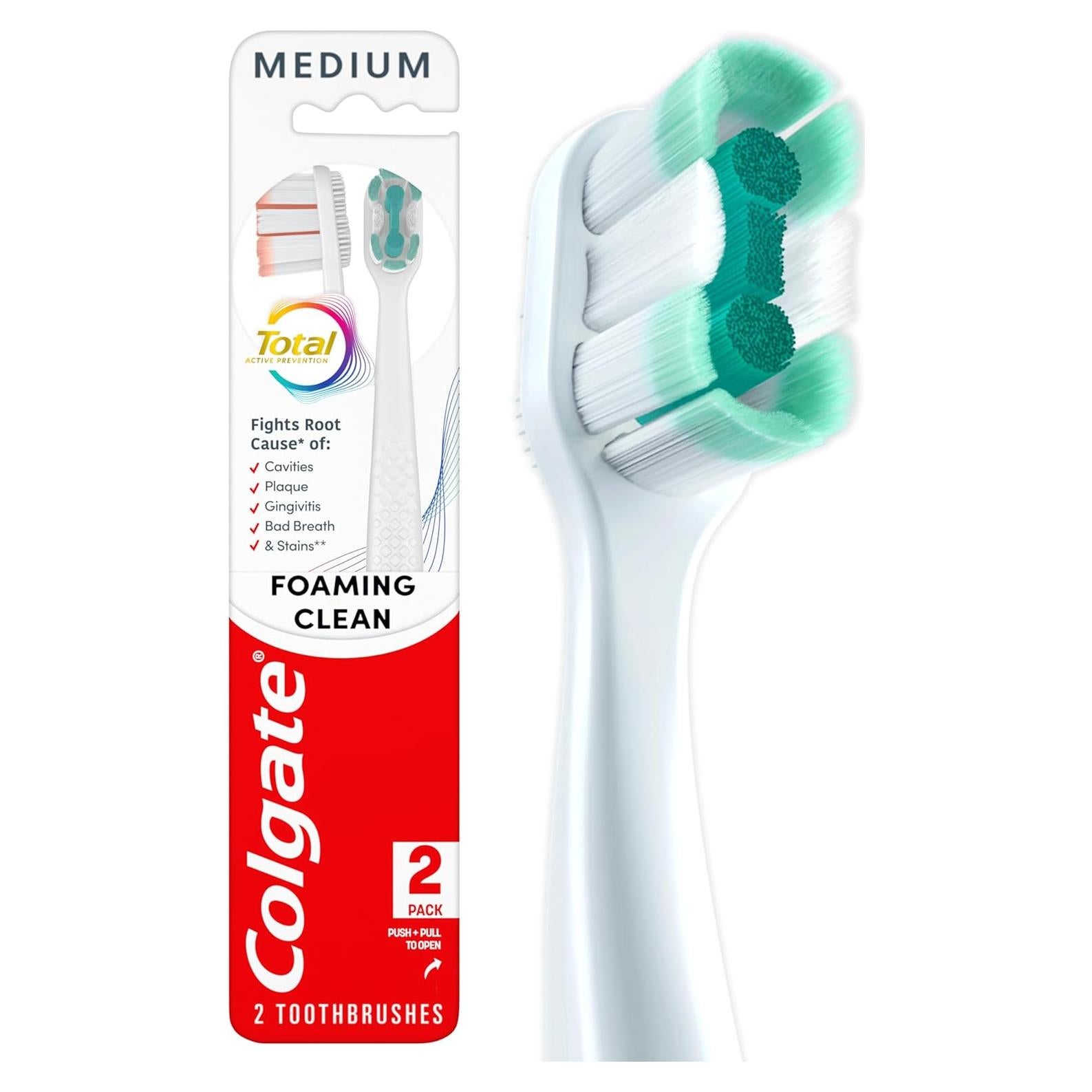 Cepillos de Dientes Colgate Total Prevención Activa Medianos - Paquete de 2