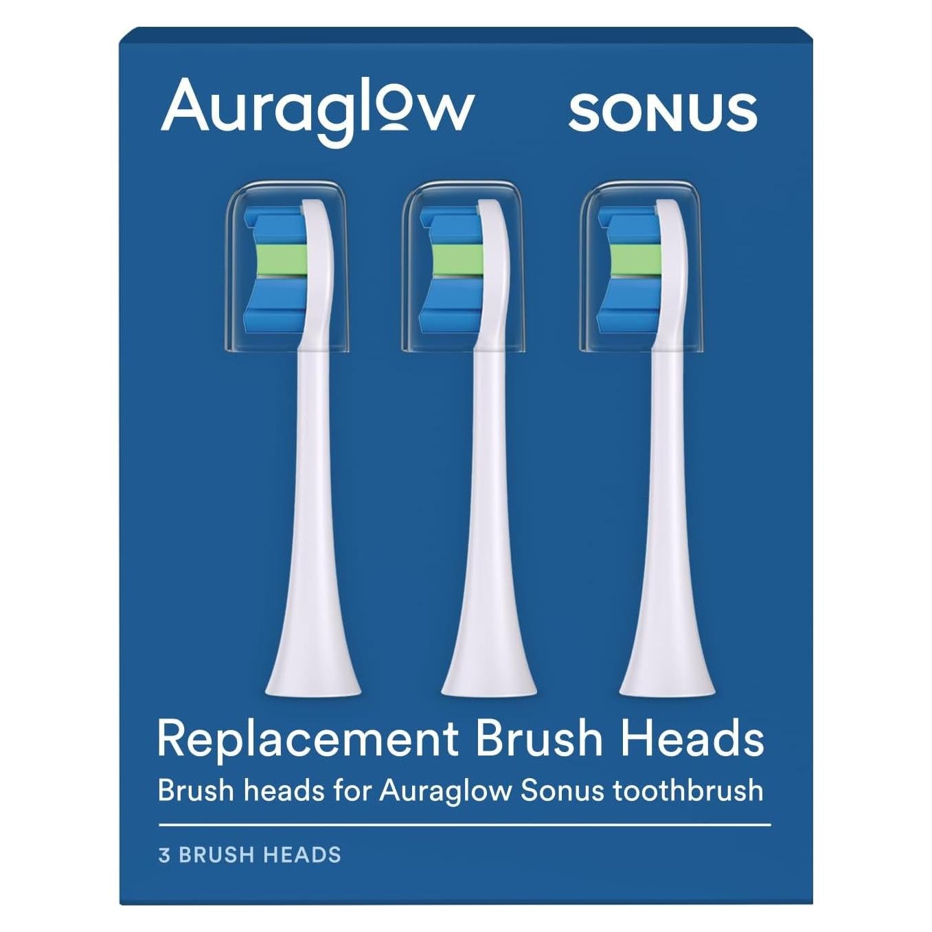 Cabezas de repuesto Auraglow Sonus para cepillo eléctrico - 3 unidades