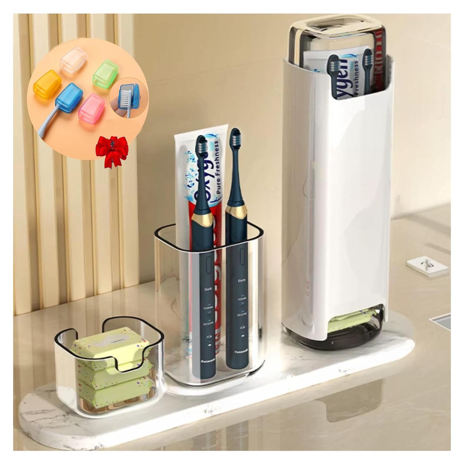 Estuche de Cepillo de Dientes de Viaje YKuzLx Blanco 2 Compartimentos