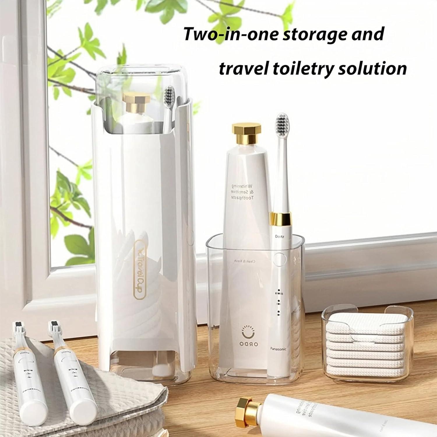 Estuche de Cepillo de Dientes de Viaje YKuzLx Blanco 2 Compartimentos