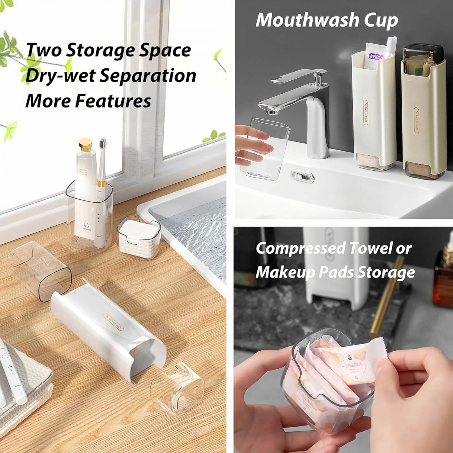 Estuche de Cepillo de Dientes de Viaje YKuzLx Blanco 2 Compartimentos