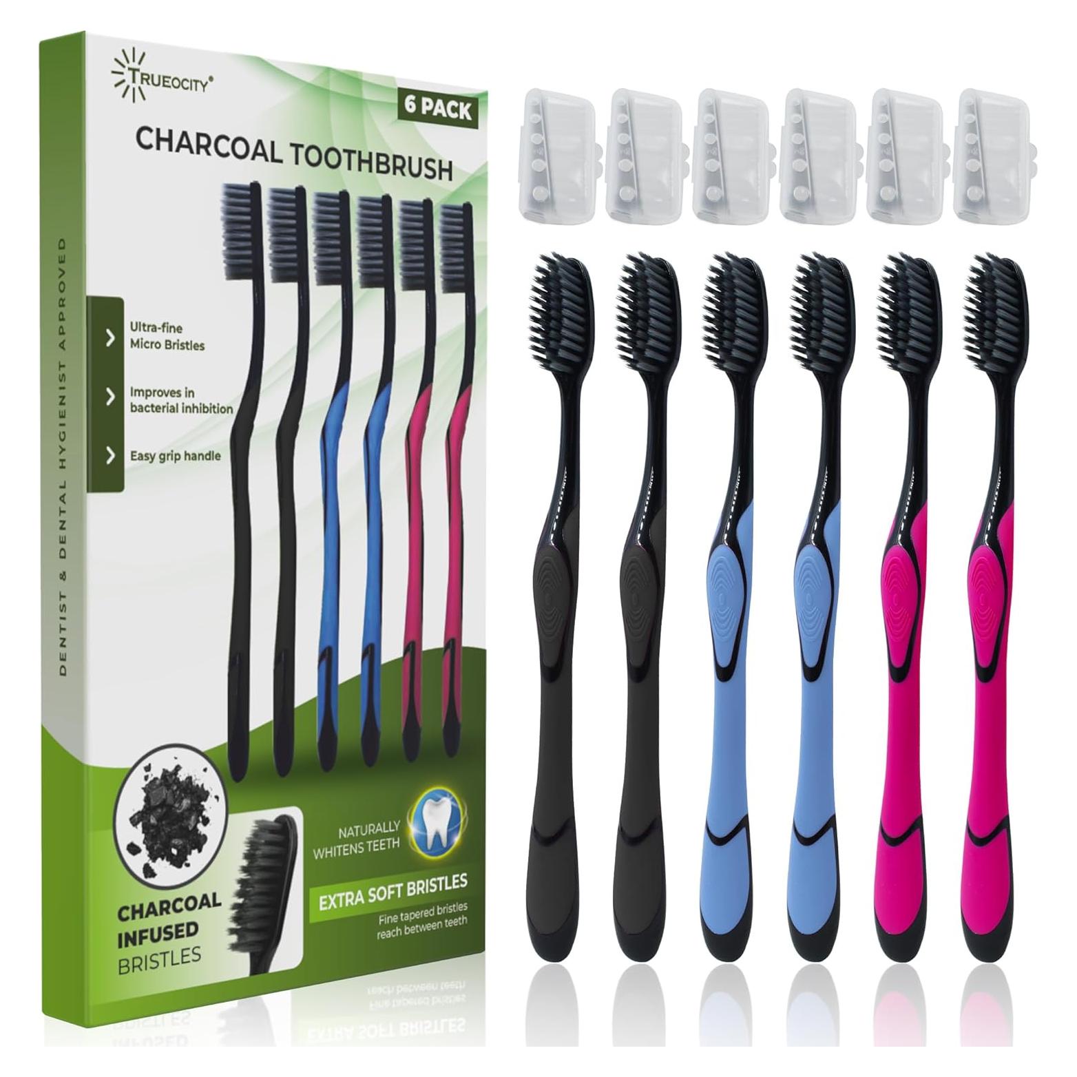 Cepillo de Dientes de Carbón Activado Trueocity - 6 Paquetes