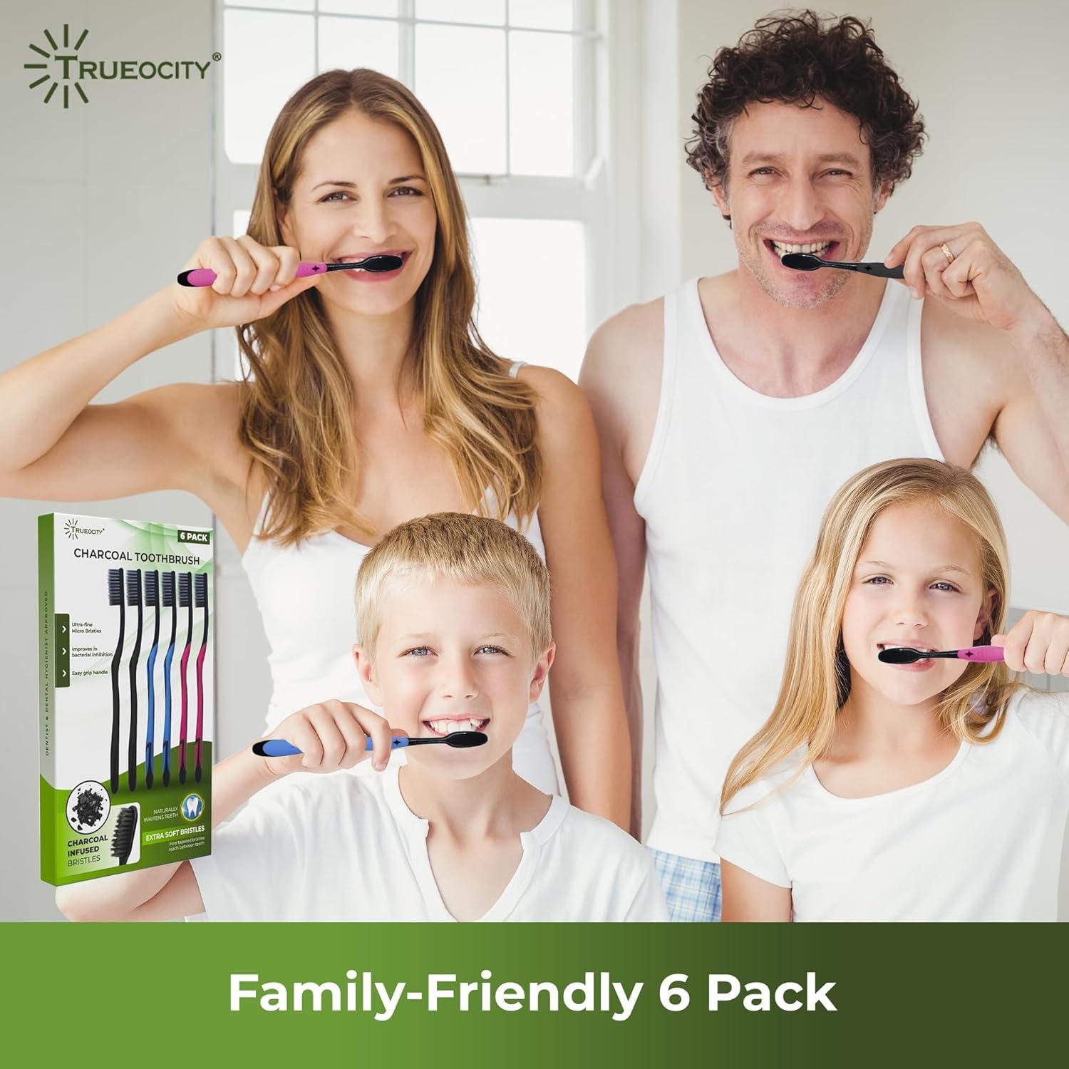 Cepillo de Dientes de Carbón Activado Trueocity - 6 Paquetes