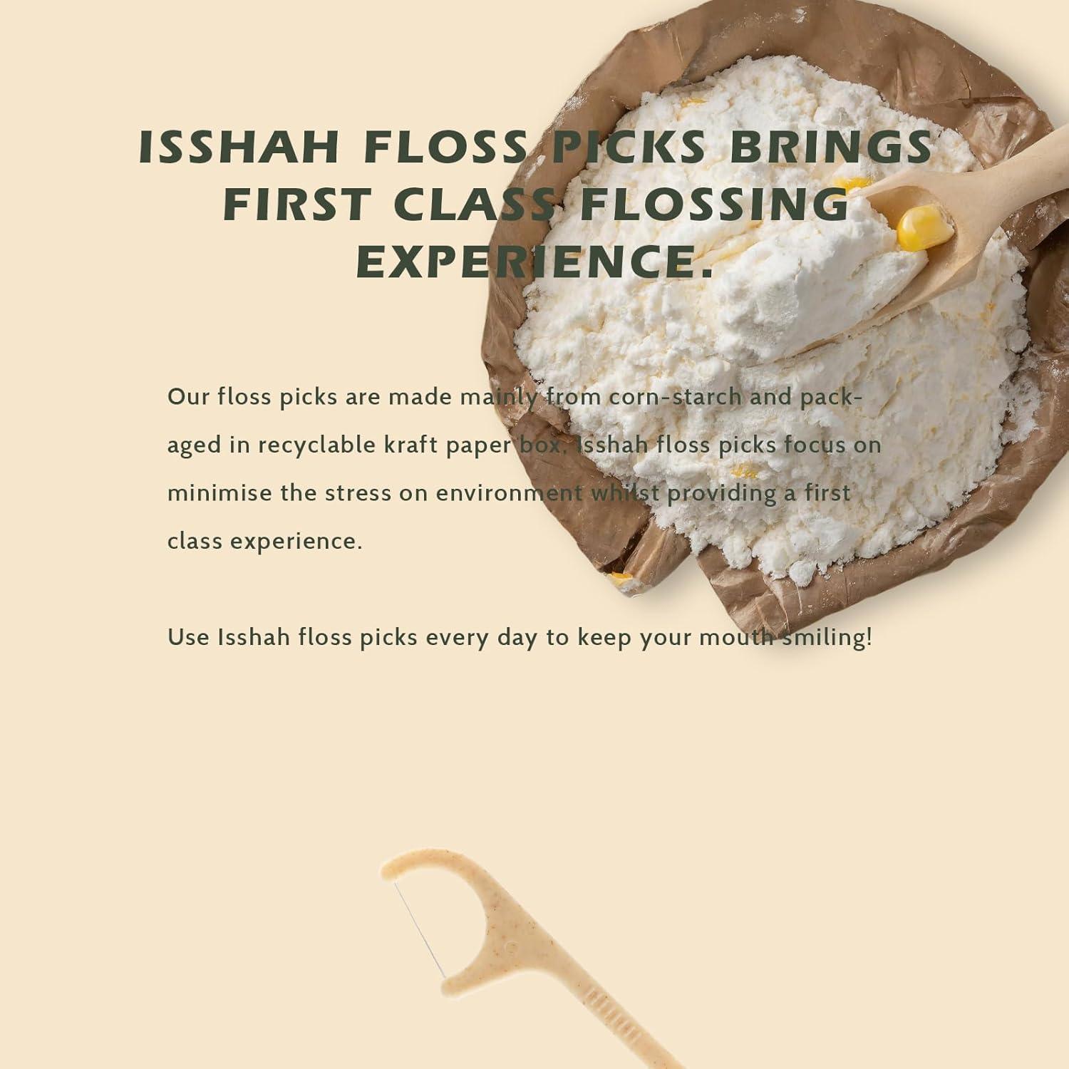 Palillos de Hilo Dental Natural Isshah - 200 Unidades Menta