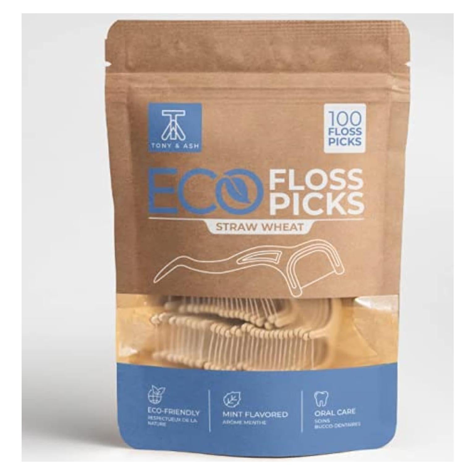 Palillos de Hilo Ecológicos Tony&Ash 100 Unidades Sabor Menta