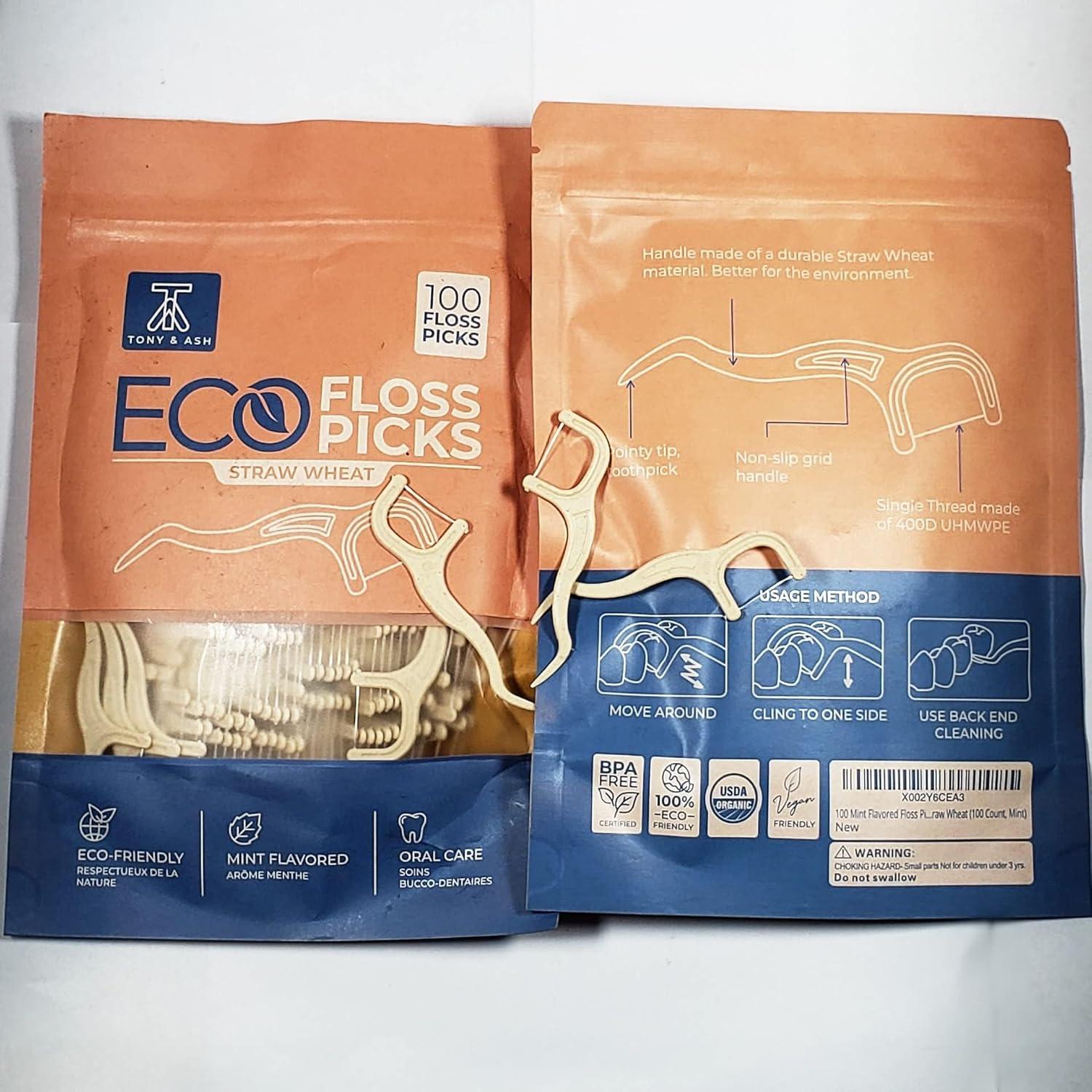 Palillos de Hilo Ecológicos Tony&Ash 100 Unidades Sabor Menta