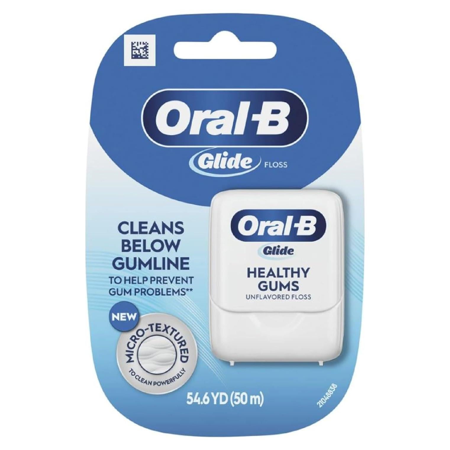 Hilo Dental Oral-B Glide Healthy Gums Sin Sabor 50m - Paquete de 6
