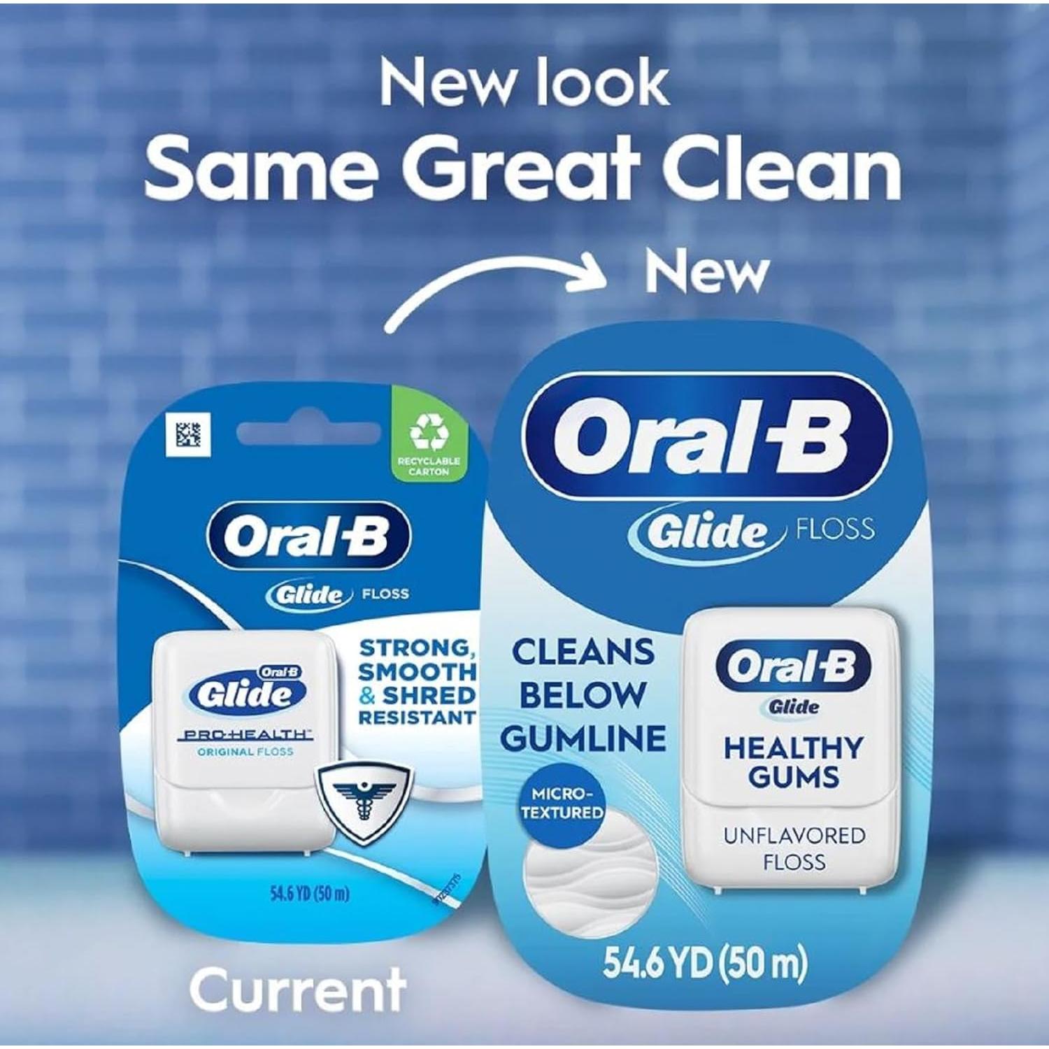Hilo Dental Oral-B Glide Healthy Gums Sin Sabor 50m - Paquete de 6
