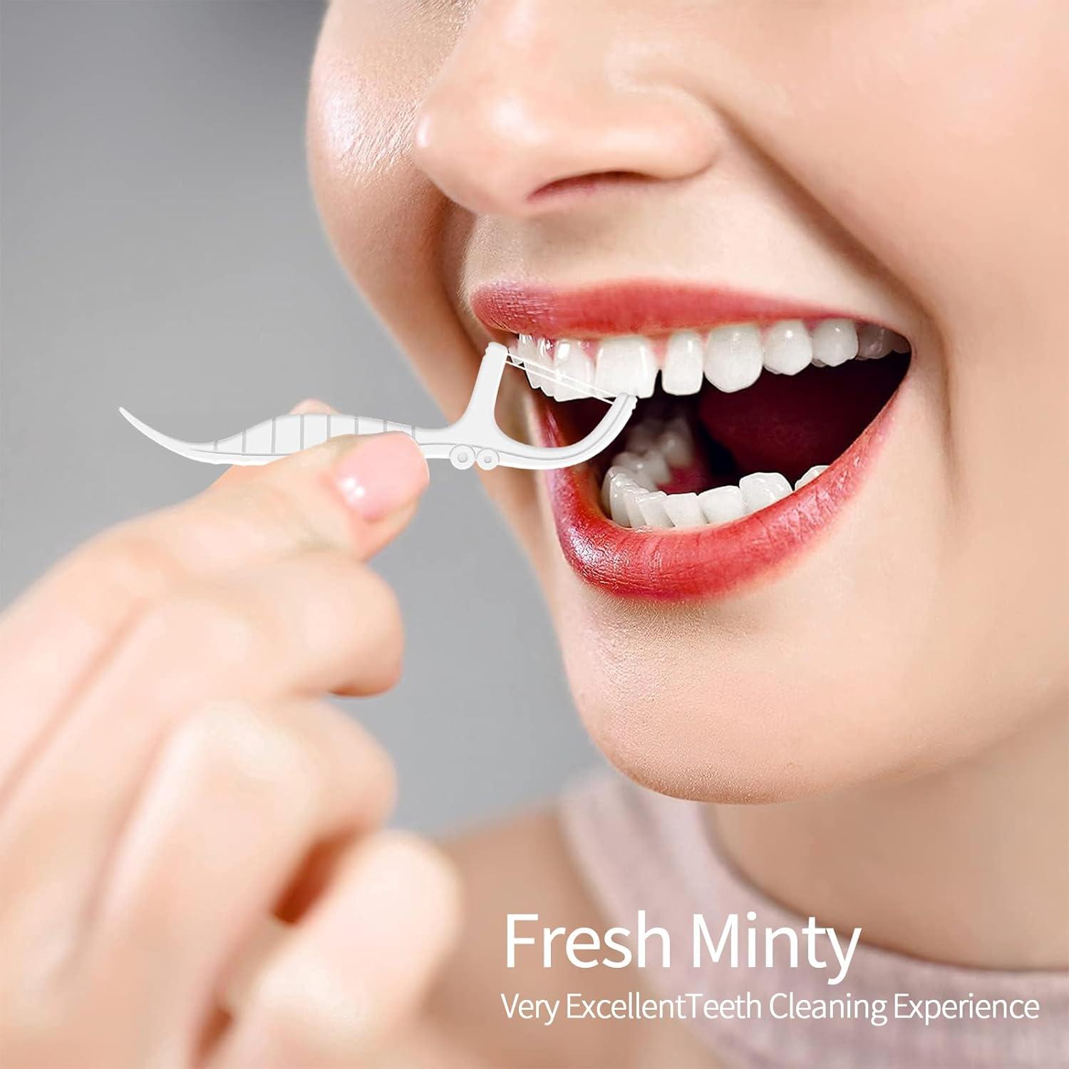 Palillos de Hilo Dental Doble Línea HolRose 300 Unidades Menta