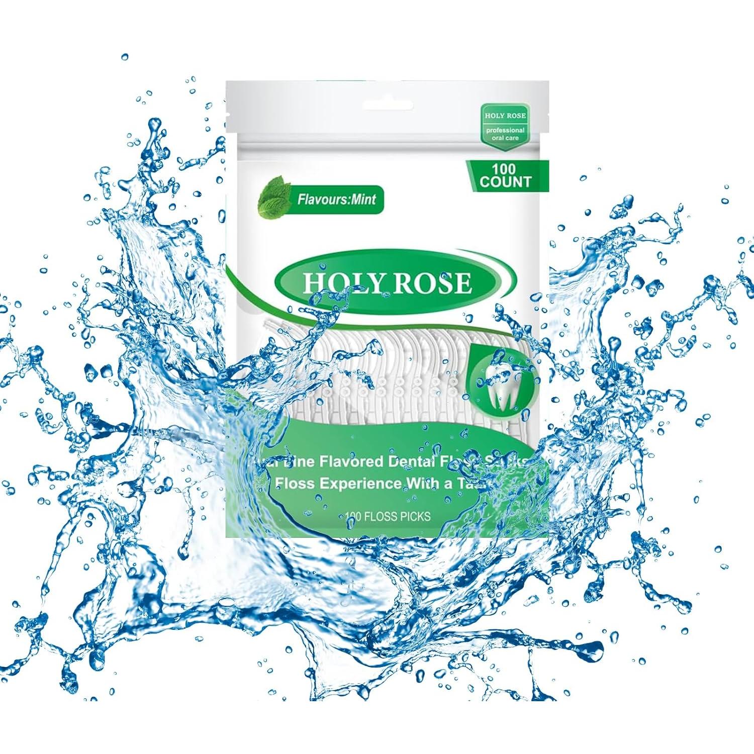 Palillos de Hilo Dental Doble Línea HolRose 300 Unidades Menta