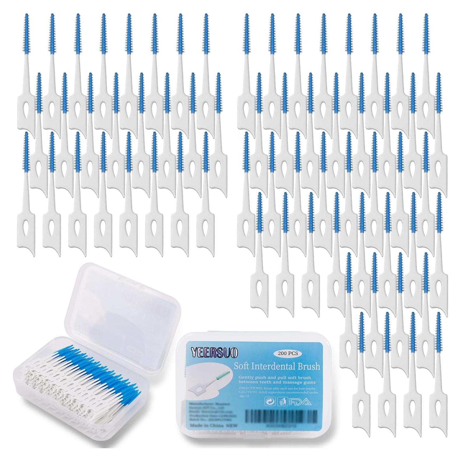 Palillos de Hilo Dental Suaves YEERSUO 200 Piezas Azul