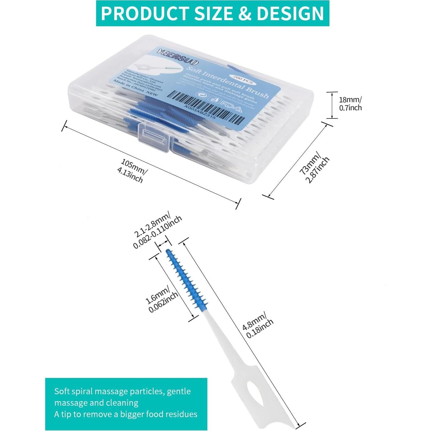 Palillos de Hilo Dental Suaves YEERSUO 200 Piezas Azul