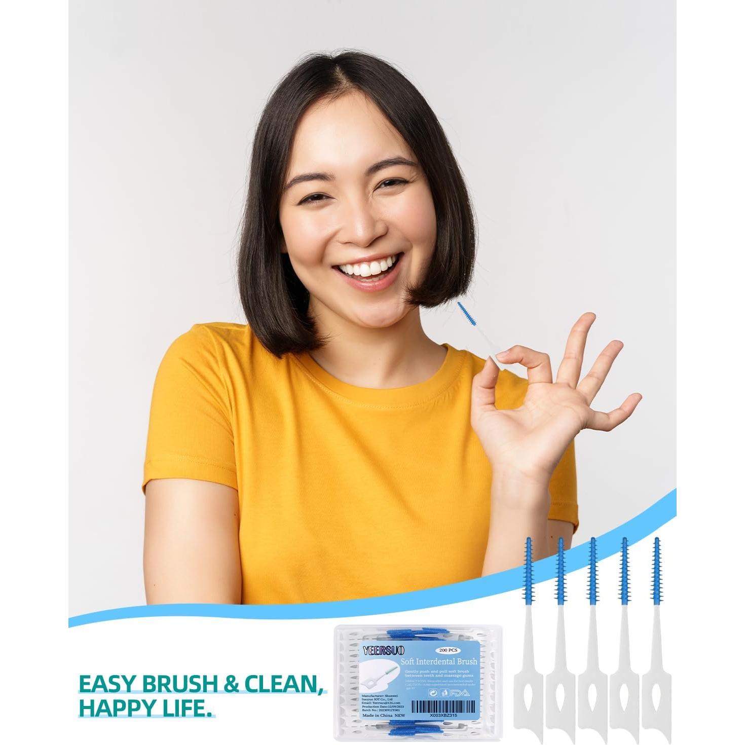 Palillos de Hilo Dental Suaves YEERSUO 200 Piezas Azul