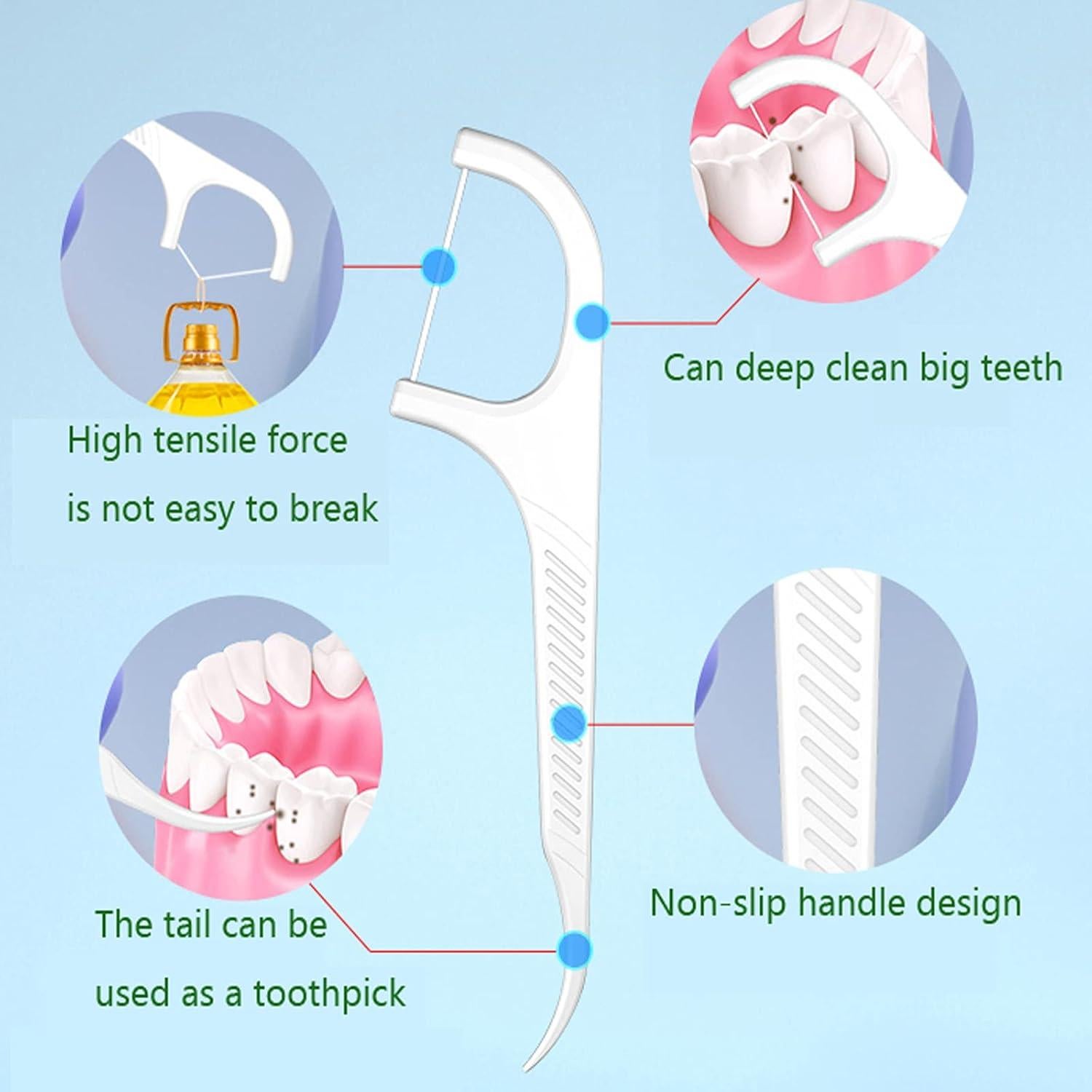 Palillos de Hilo Dental Holy Rose 500 Unidades Alta Calidad