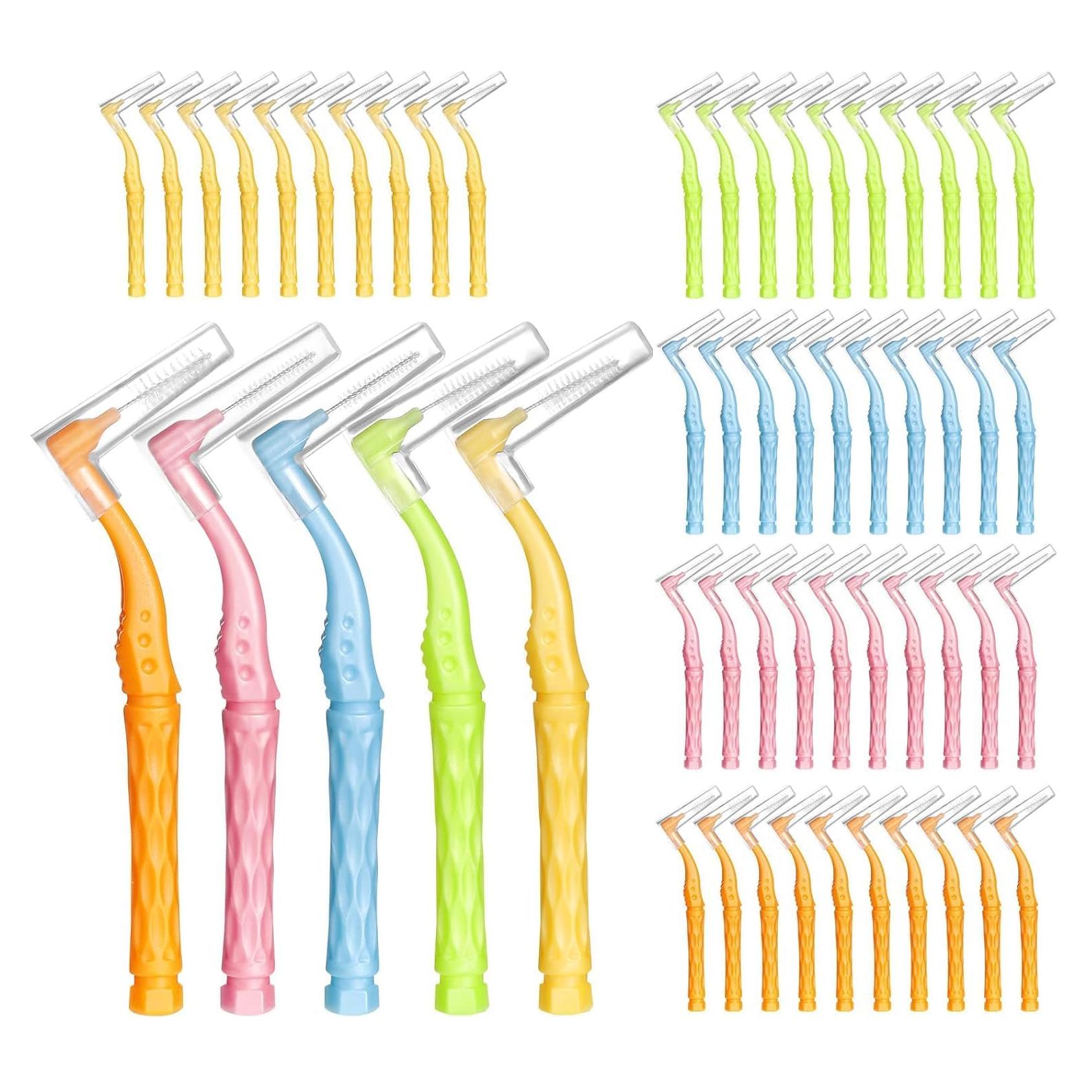 50 Cepillos Interdentales Lanjue Multicolor con Mango Antideslizante