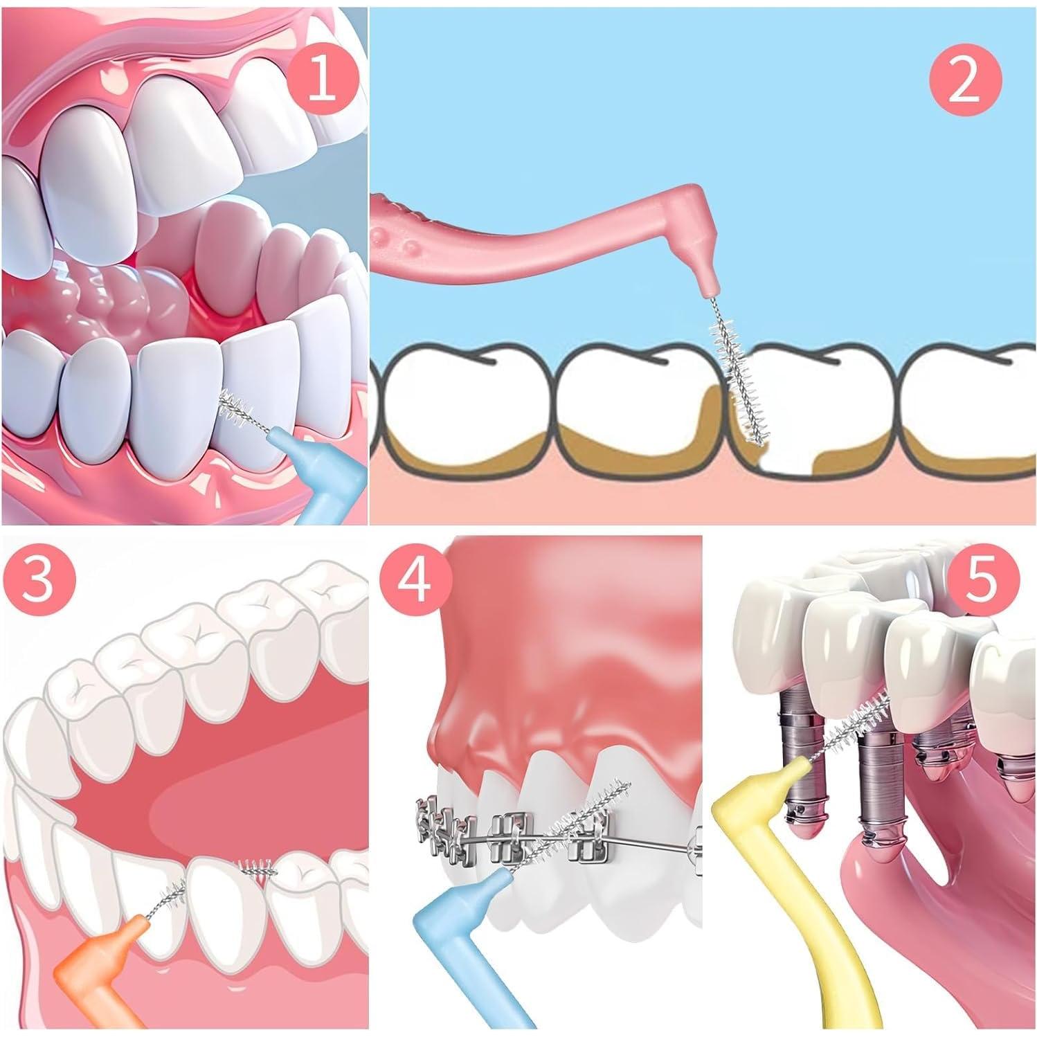50 Cepillos Interdentales Lanjue Multicolor con Mango Antideslizante