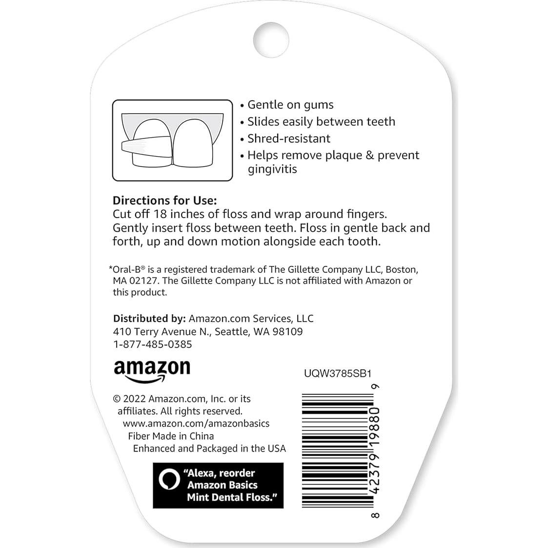 Hilo Dental Menta Extra Comfort Amazon Basics 40m Pack 6