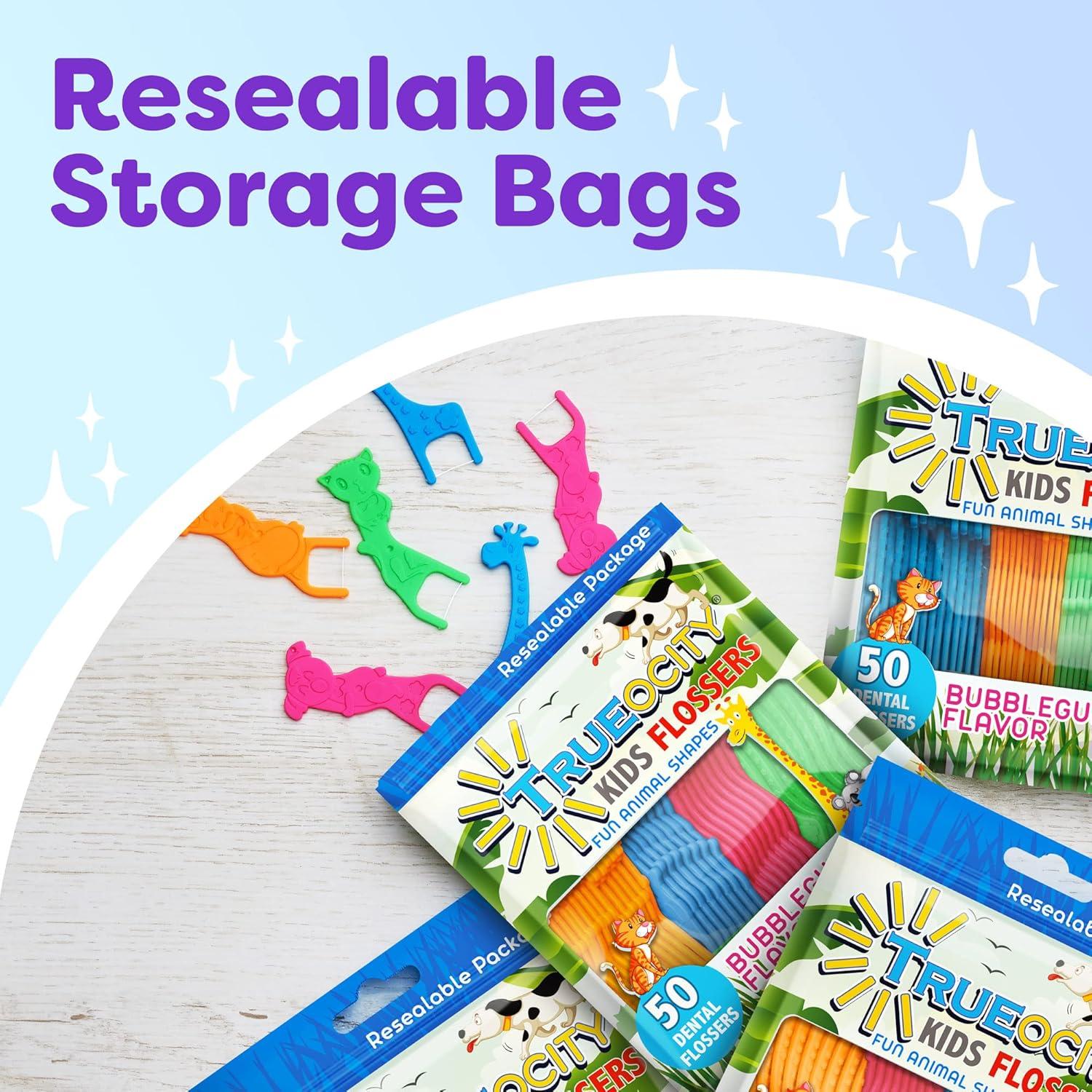 Hilo Dental para Niños Trueocity 4 Paquetes Sabor Chicle