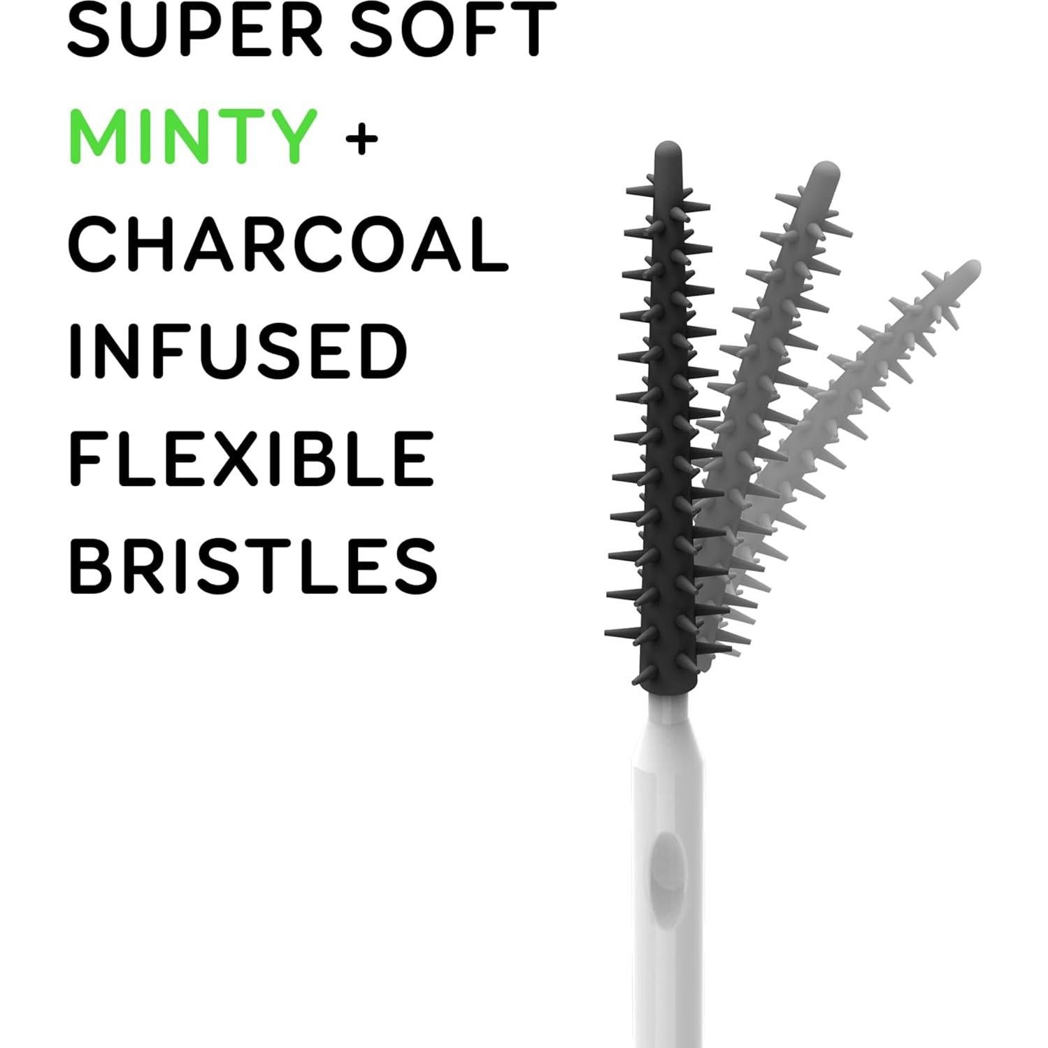 Palillos Dentales Suaves Grin con Carbón y Menta - 90 Unidades