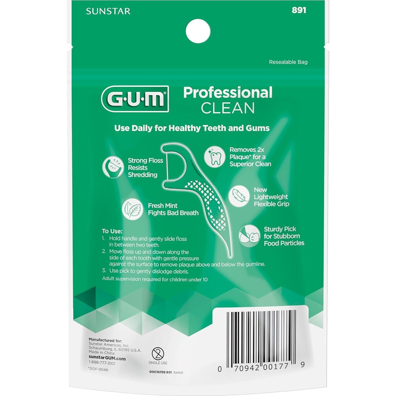 Palillos de Hilo Dental GUM Profesional - 40 Unidades Menta