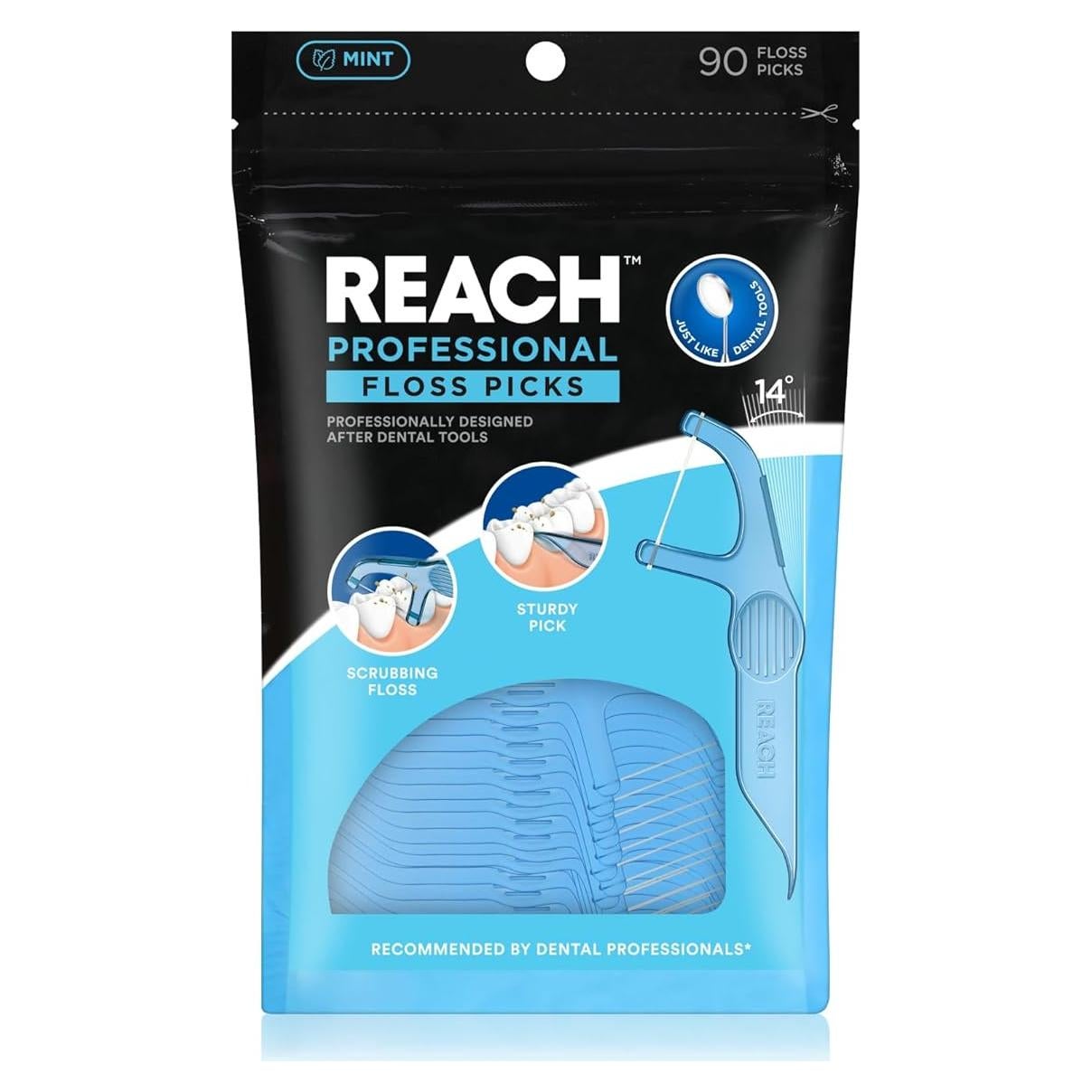 Hilo Dental REACH Menta 27.43m, Removedor de Placa, 90 Unidades