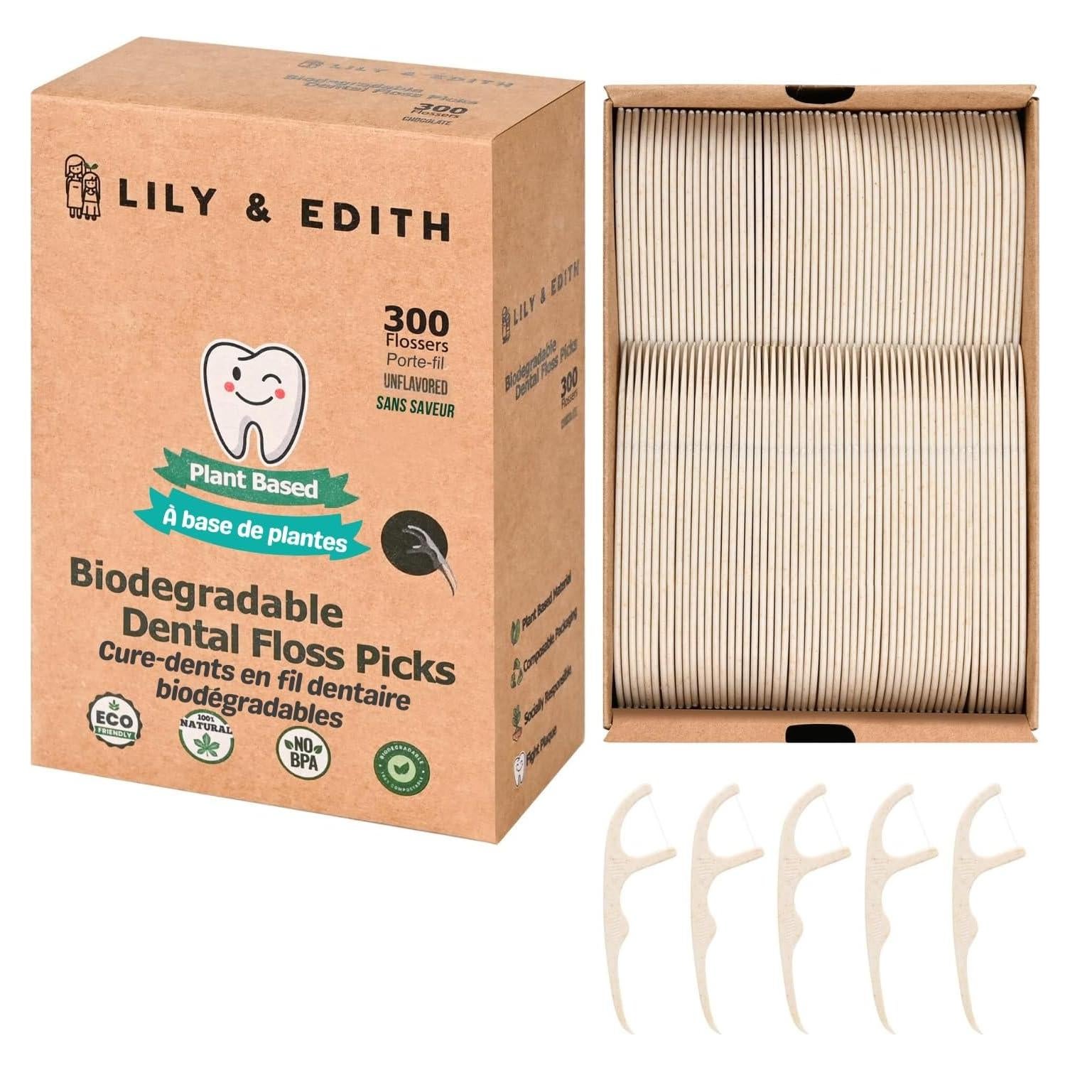 Palillos de Hilo Dental LILY & EDITH 300 Unidades Sin Sabor