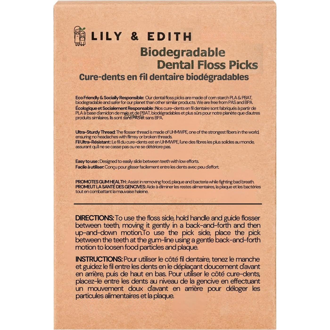 Palillos de Hilo Dental LILY & EDITH 300 Unidades Sin Sabor