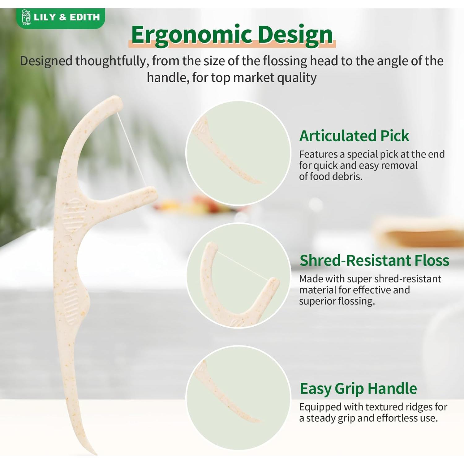 Palillos de Hilo Dental LILY & EDITH 300 Unidades Sin Sabor