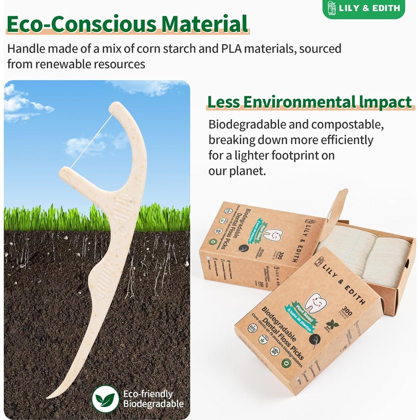 Palillos de Hilo Dental LILY & EDITH 300 Unidades Sin Sabor