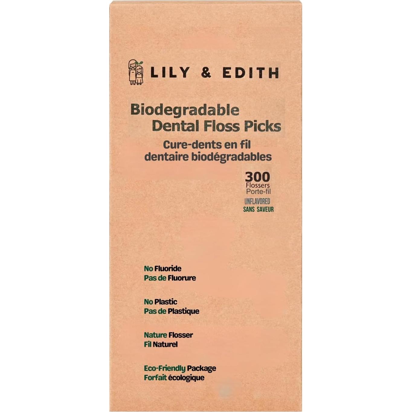 Palillos de Hilo Dental LILY & EDITH 300 Unidades Sin Sabor