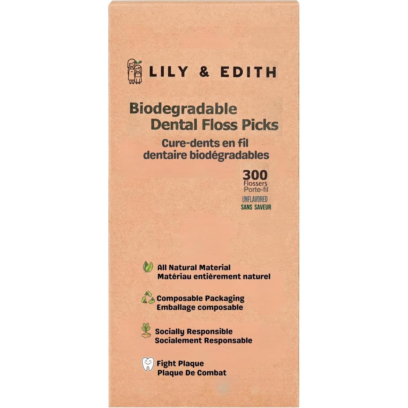 Palillos de Hilo Dental LILY & EDITH 300 Unidades Sin Sabor