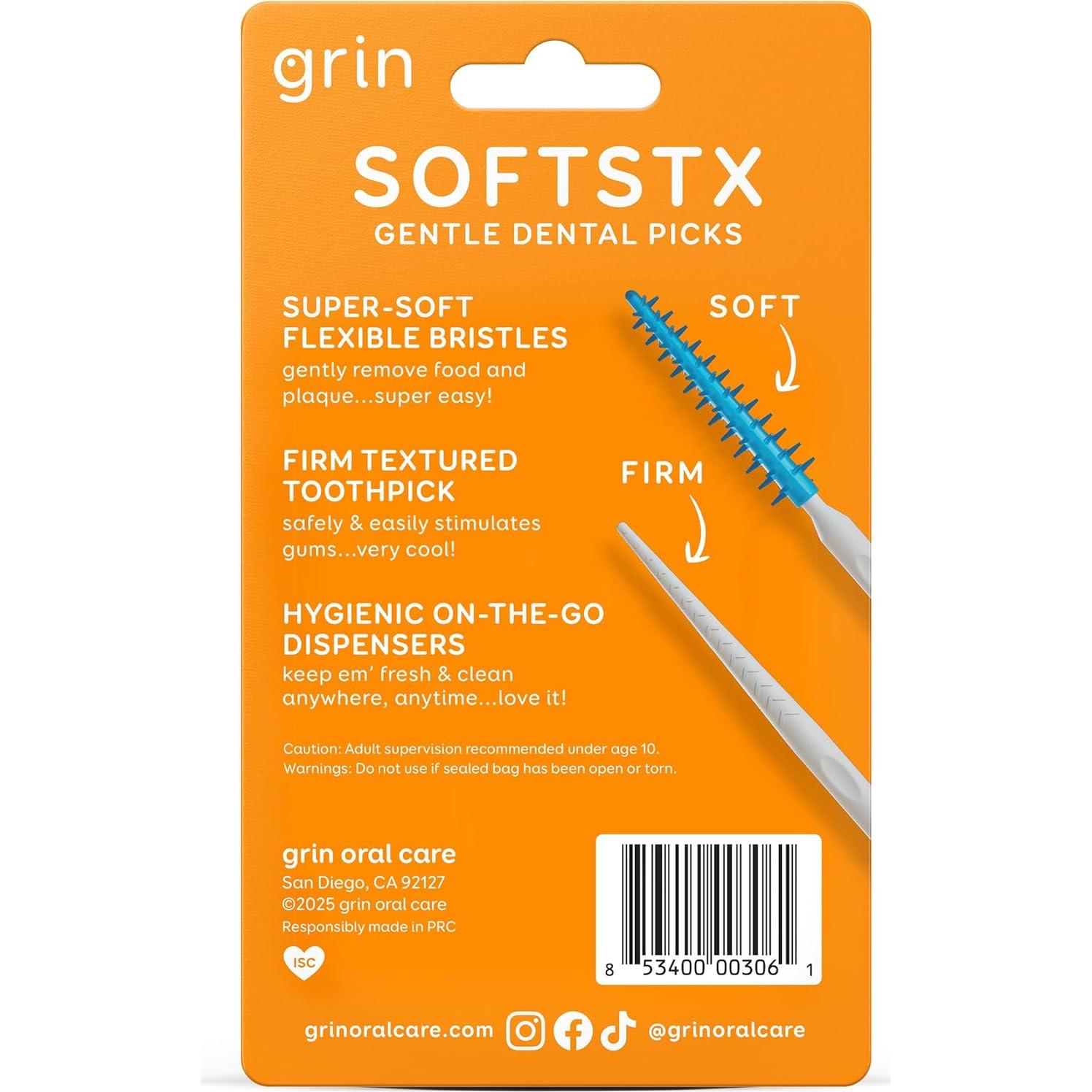 Palillos Dentales Suaves Grin 90 Unidades Sabor Menta