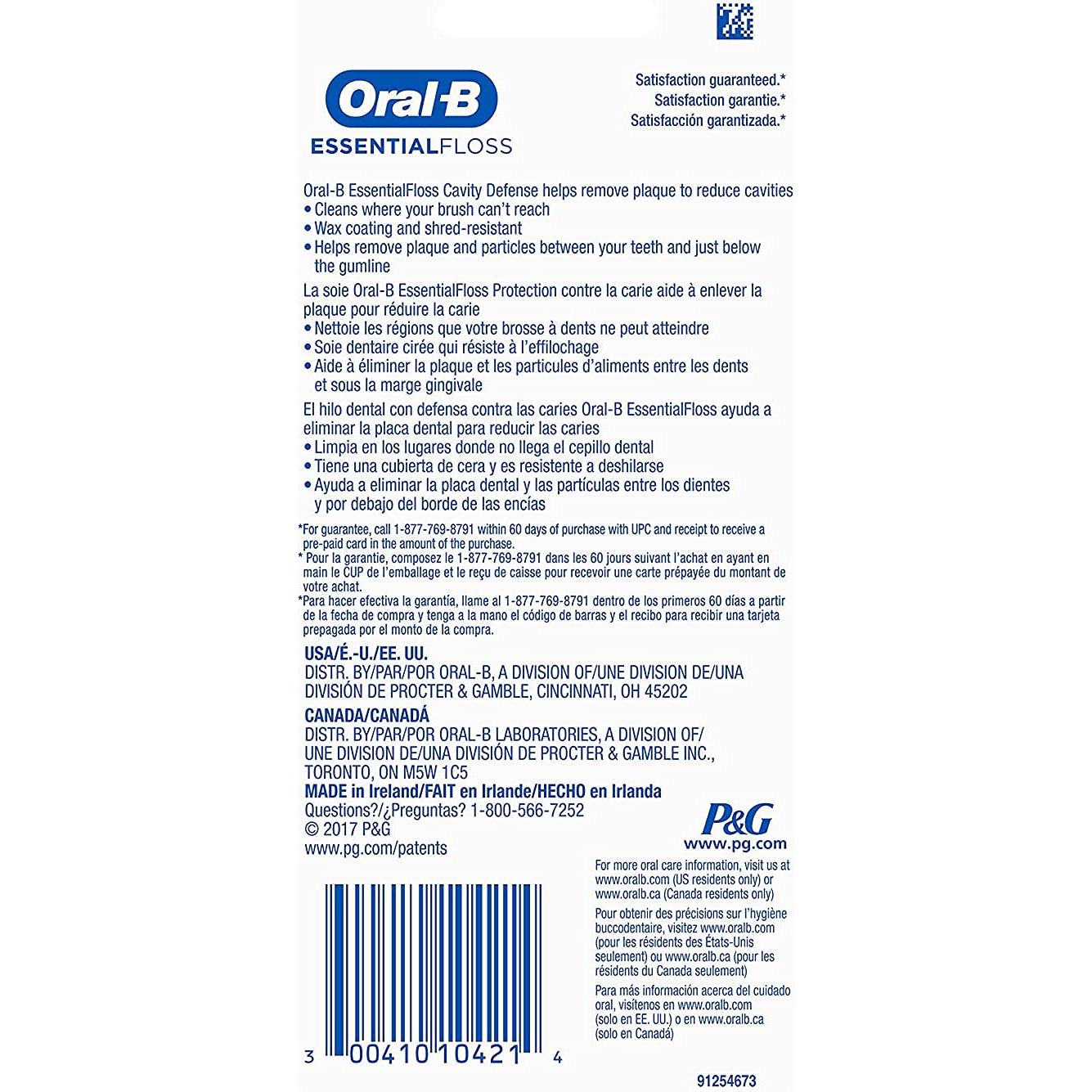 Hilo Dental Oral-B Essential Floss 50m - Defensa contra Caries