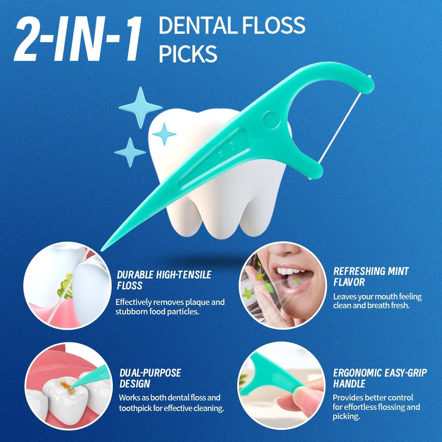 Palillos de Hilo Dental SOSALUK 300 Unidades Menta con Estuches